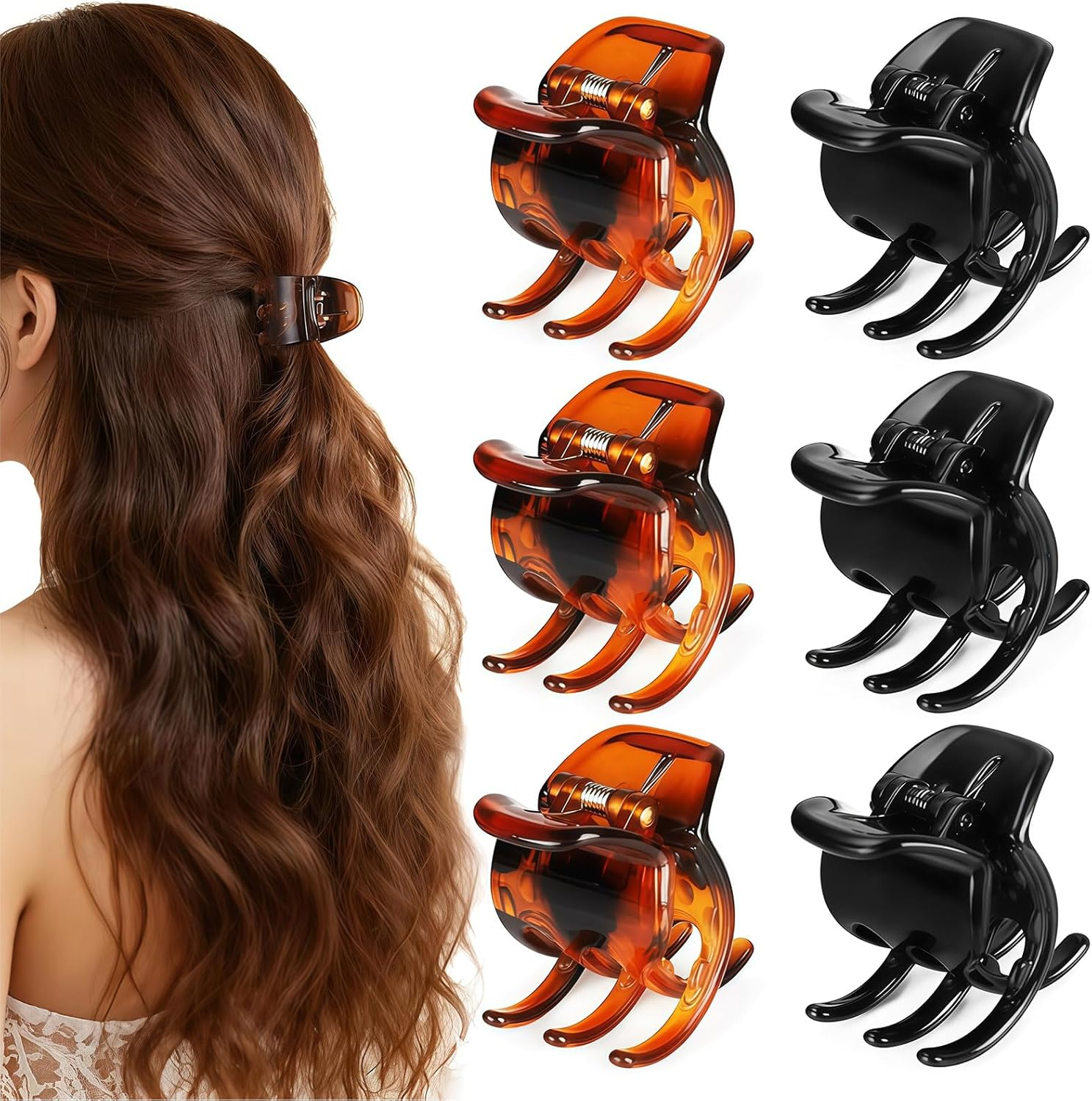 Xanthelle Hair Clips Ladies, 6 Piece Hair Clamps Small, Hair Clip for Thin Hair, Hair Clamps Women, 1.38 Inch Small Claw Clips, Non-Slip image number 5