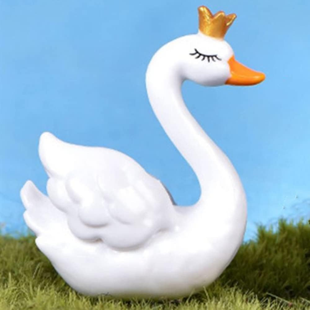 8Pcs White Swan Plastic Animal Small Statue, Miniature Figurines Swan Model Fairy Garden Landscape DIY Crafts Ornament Accessories image number 1