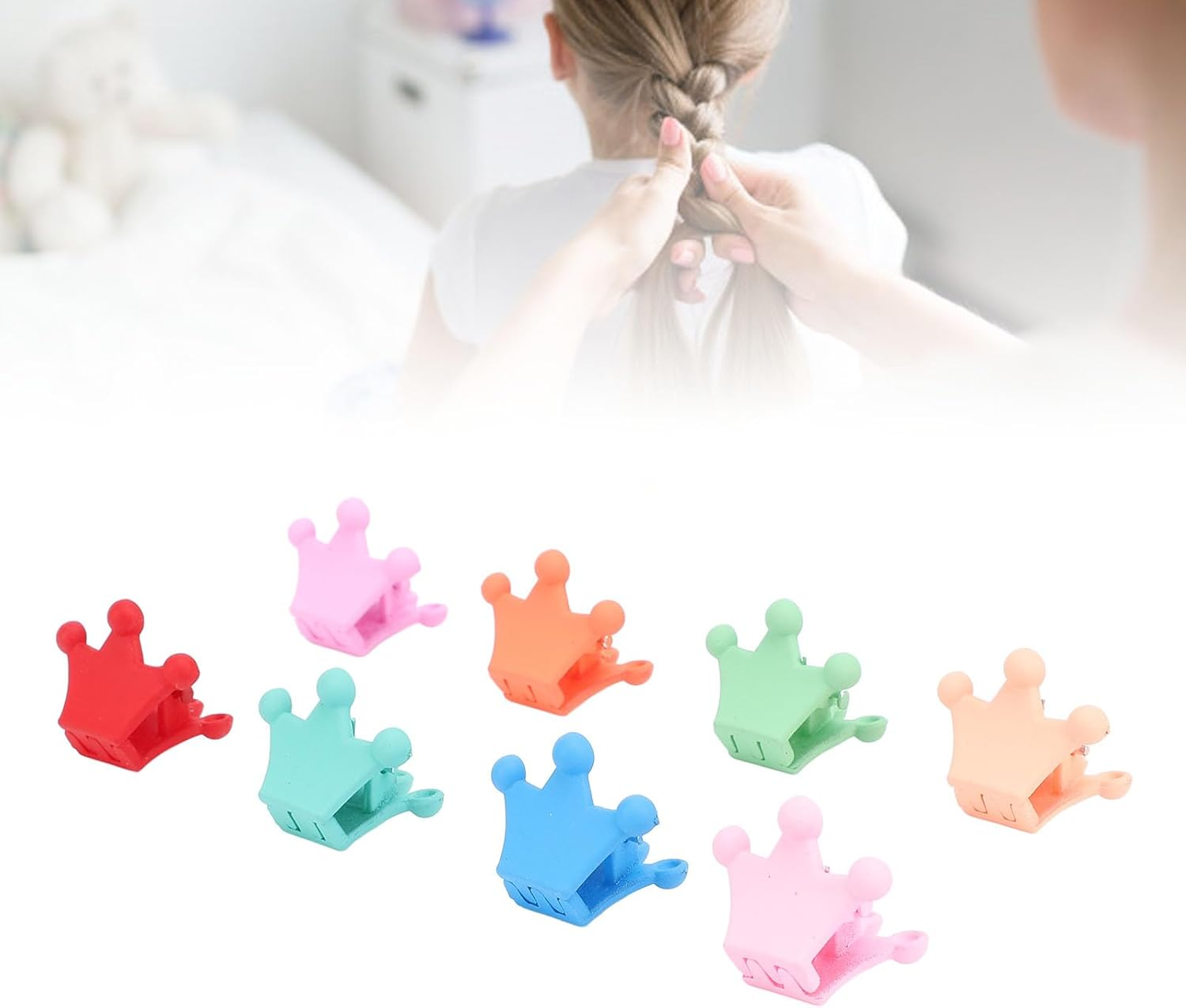 100Pcs Crown Shaped Small Hair Claw Clips, Colorful Kawaii Resin Mini Hairpins, Non-Slip Cute Hair Clamps for Fine Hair for Fine Hair, Toddlers, Women, Little Girls, Baby image number 3
