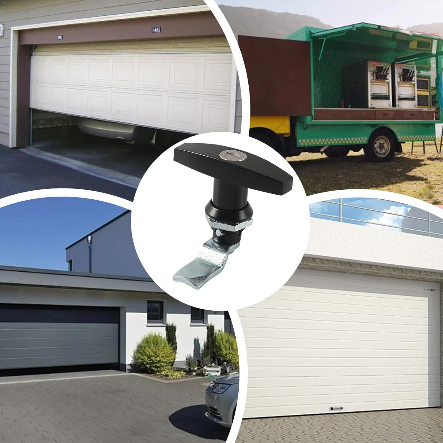 Shed Door T Handle Lock,Zinc Alloy Looking Kit with 2 Keys for Garage Door | Replacement T-Handle Parts Lock for Shed Doors, Toolboxes, Garage Doors, Vehicle Toolboxes, Trailers - Black image number 3