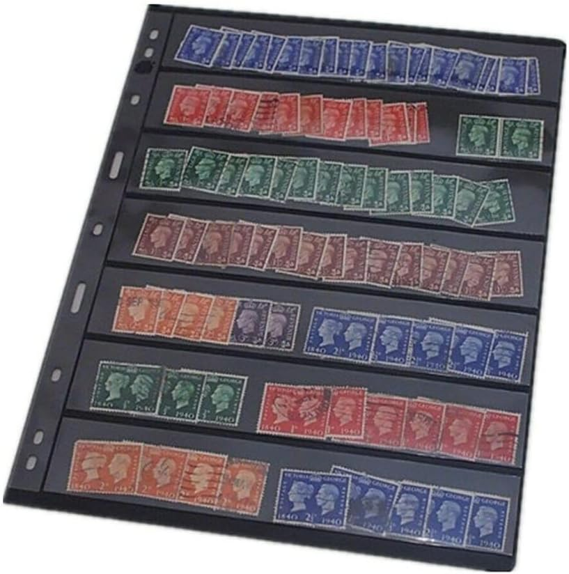 Pack of 20 Sheets Double Sided Stamp Album Stock Pages with 9 Binder Holes image number 5