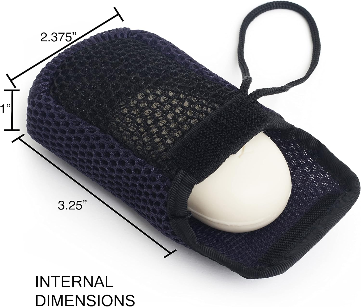 Mainbasics Exfoliating Bar Soap Pouch Dual-Sided Body Scrubber - Fits Standard Soap Bars, Blue image number 4