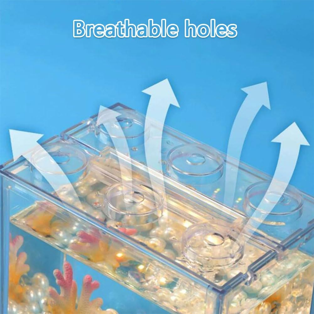 2 Pack Small Betta Fish Tank &ndash; Stackable Clear Aquarium, Mini Fish Tank for Turtles, Jellyfish, Goldfish, Shrimp & Insects image number 3