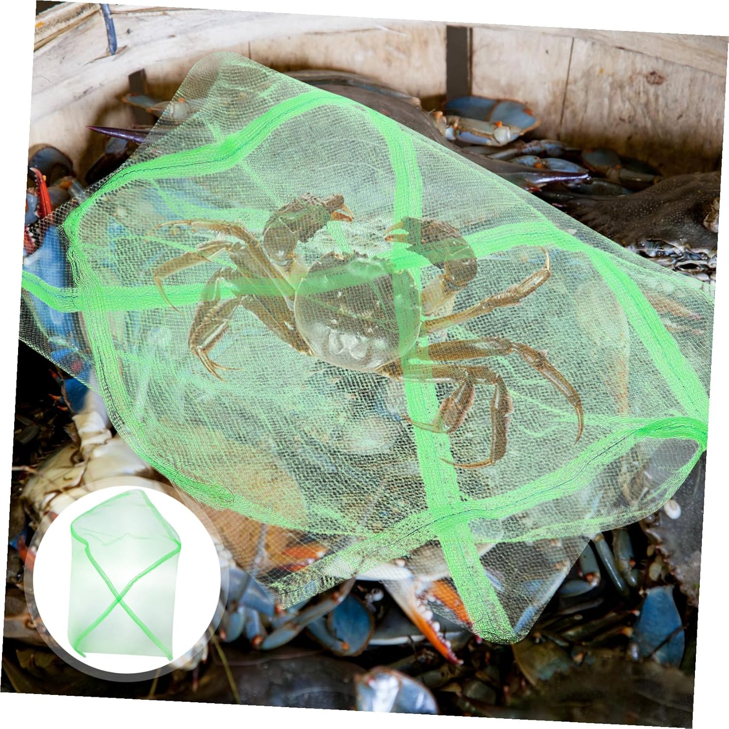 SEWACC 10Pcs Portable Crab Net Bags with Drawstring Quick-Dry Mesh Fishing Nets for Saltwater Crabbing Outdoor Storage Lightweight Breathable Bags for Fish and Seafood image number 3