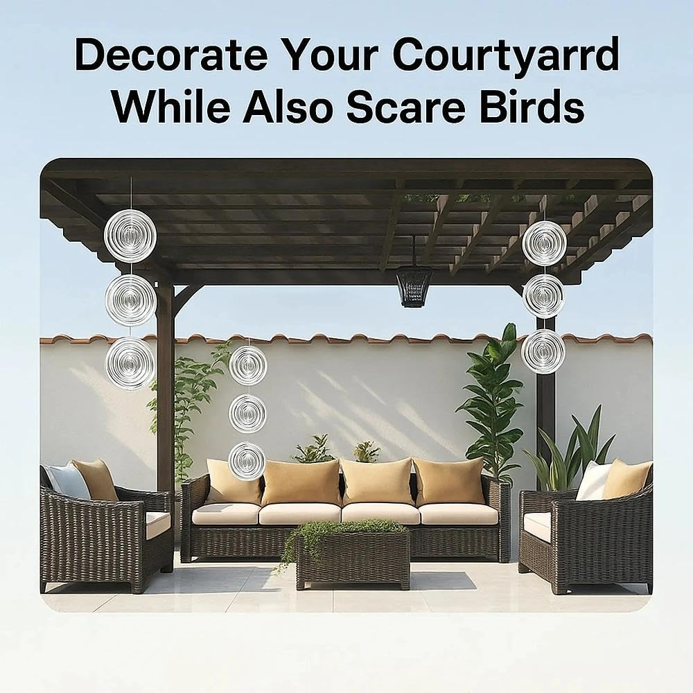 Bird Deterrent Wind Spinner, 9 Pack, 360-Degree Rotating Reflective Outdoor Decor with 3D Mirror Effect, Wildlife-Friendly Garden Protection, Fully Assembled, Compatible with Outdoor Spaces, Ruibex image number 1