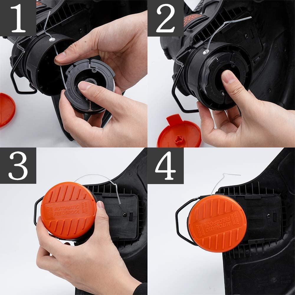 30Ft 0.065Inch String Trimmer Replacement Spool Set, Weed Eater Spool String for Black & Decker AF-100, Autofeed Cordless Trimmer Line with Cap Cover