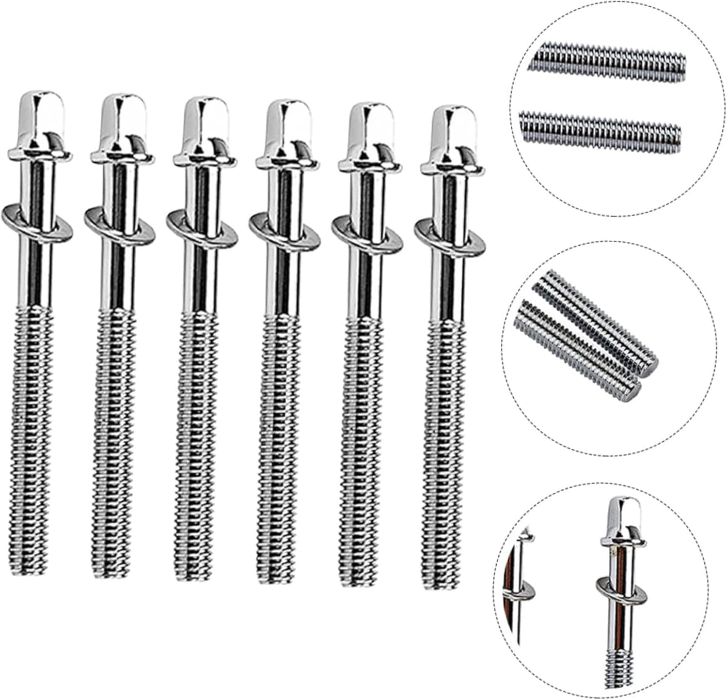 Drum Tension Rods with Washers, 6-Piece Set, Mounting Screws for Jazz and Snare Drums, Percussion Instrument Parts (50Mm) image number 6