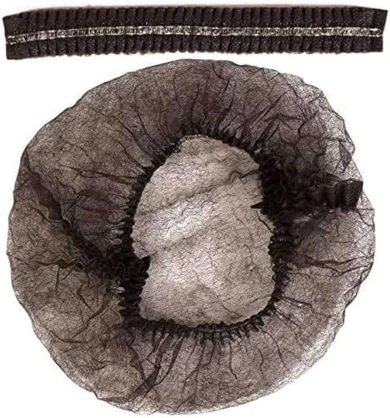 Disposable Bouffant Caps, White, 200-Pack, Hair Coverage for Professional Use (Black)