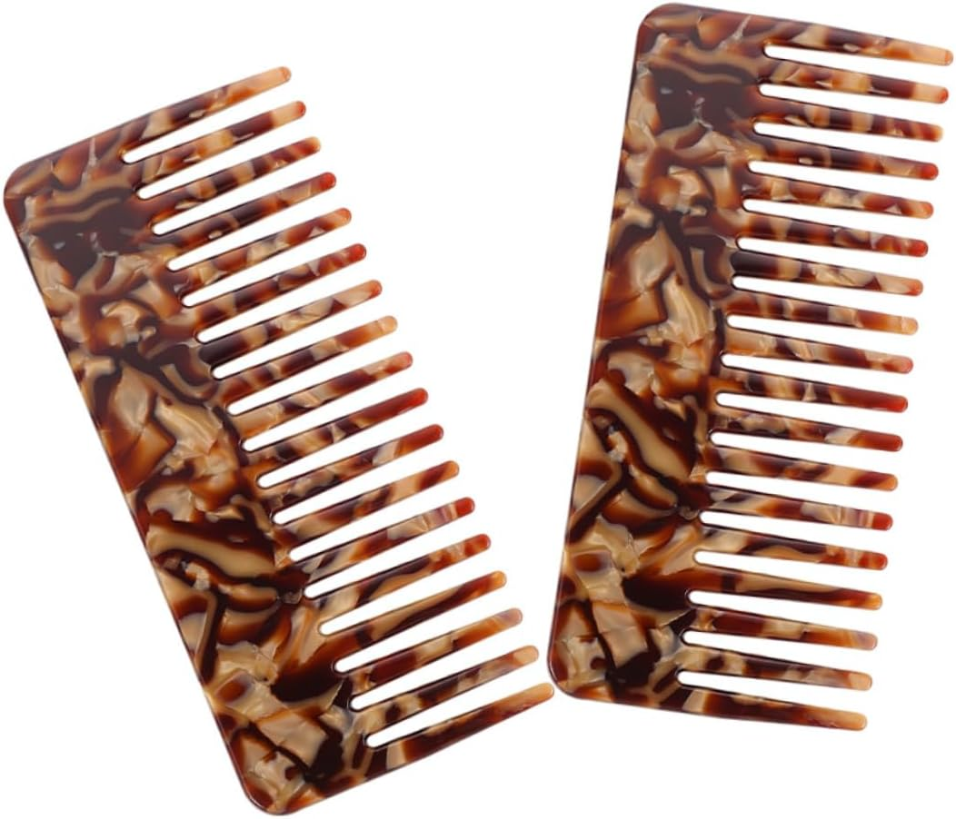 CANIGHT 2Pcs Fashionable Anti-Static Hair Combs Detangling Combs for All Hair Types Lightweight Acetate Design for Travel and Home Use
