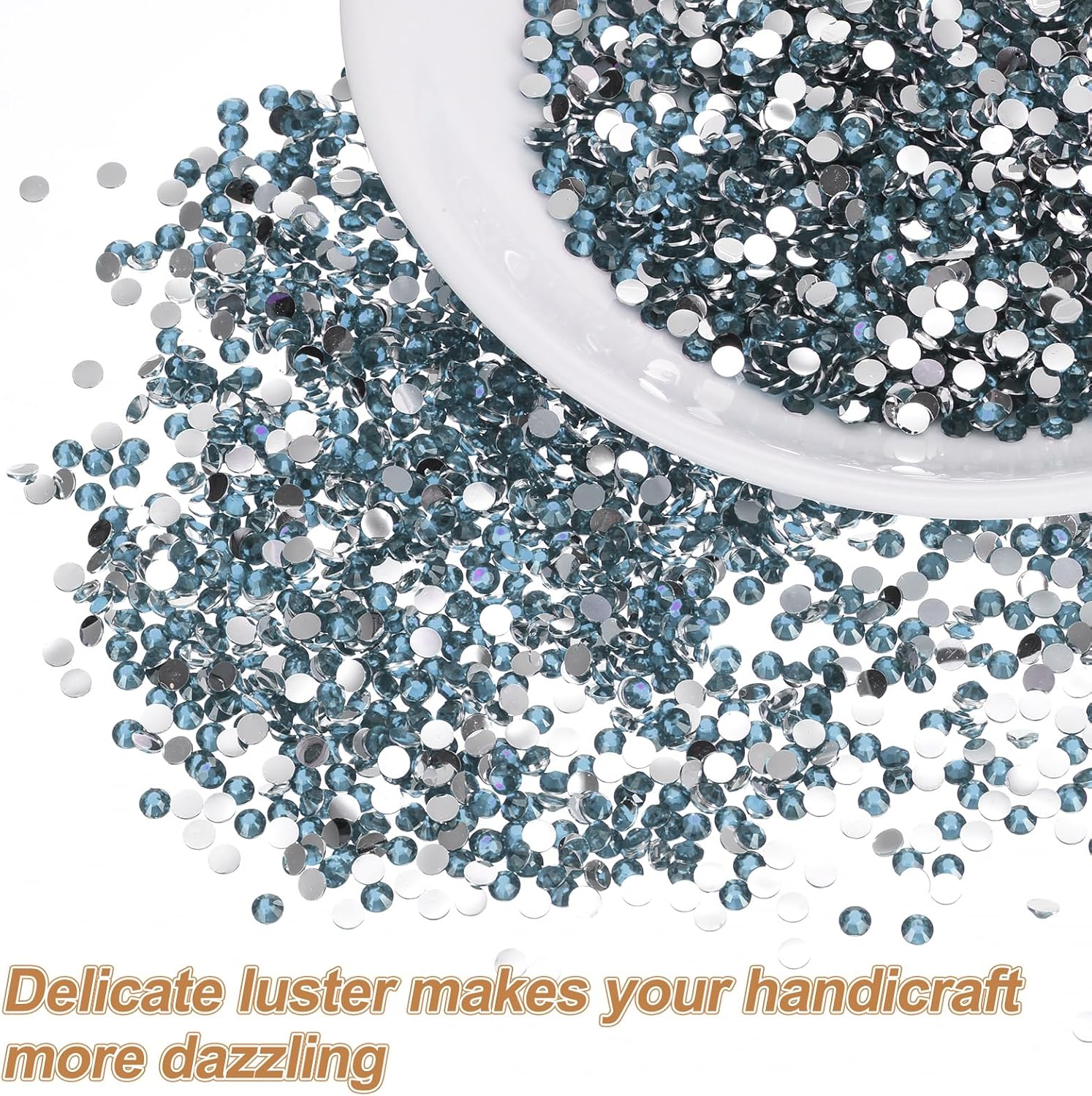 Uxcell 1500Pcs Flatback Rhinestones Resin, SS30 6Mm Resin Rhinestones Bulk round Shine Gems with Pickup Tools for DIY Nail Art Tumblers Mugs Clothes, Azure image number 3