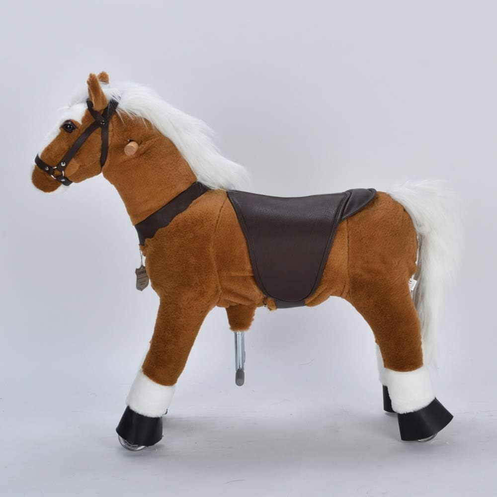 UFREE Horse Action Pony, Ride on Toy, Mechanical Moving Horse, Giddyup for Children 4 to 9 Years Old, Height 93Cm (White Mane & Tail) image number 4