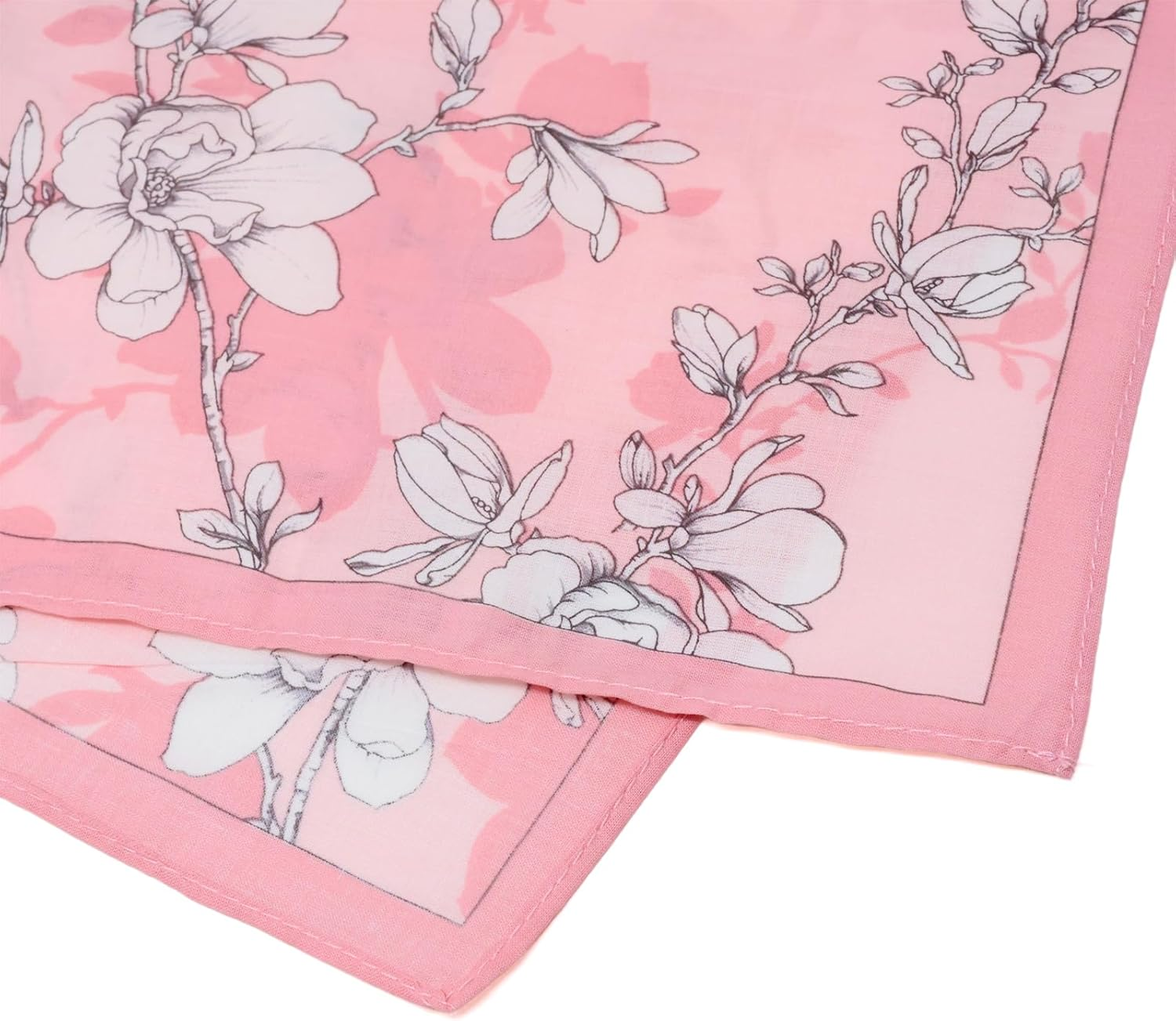 Yueton 3PCS Beautiful Floral Printing Handkerchief Soft Cotton Handkerchief Women Hankies, Three Colors, Three Colors image number 4