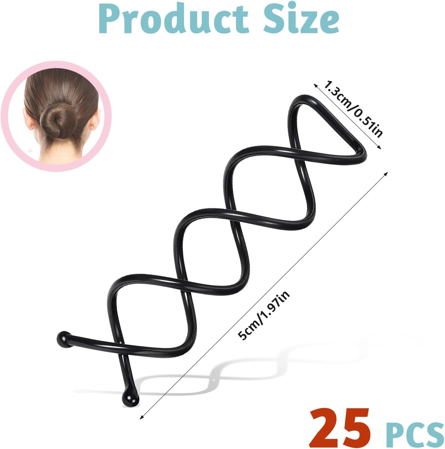 Qianyu 25 Count Mini Spiral Twist Hair Pins Small Reusable Non Slip Secure Hold Bobby Pins Clips for Updos Non-Scratch Metal round Tips Hair Clips Suitable for Kids Girls and Women All Hair Types image number 6