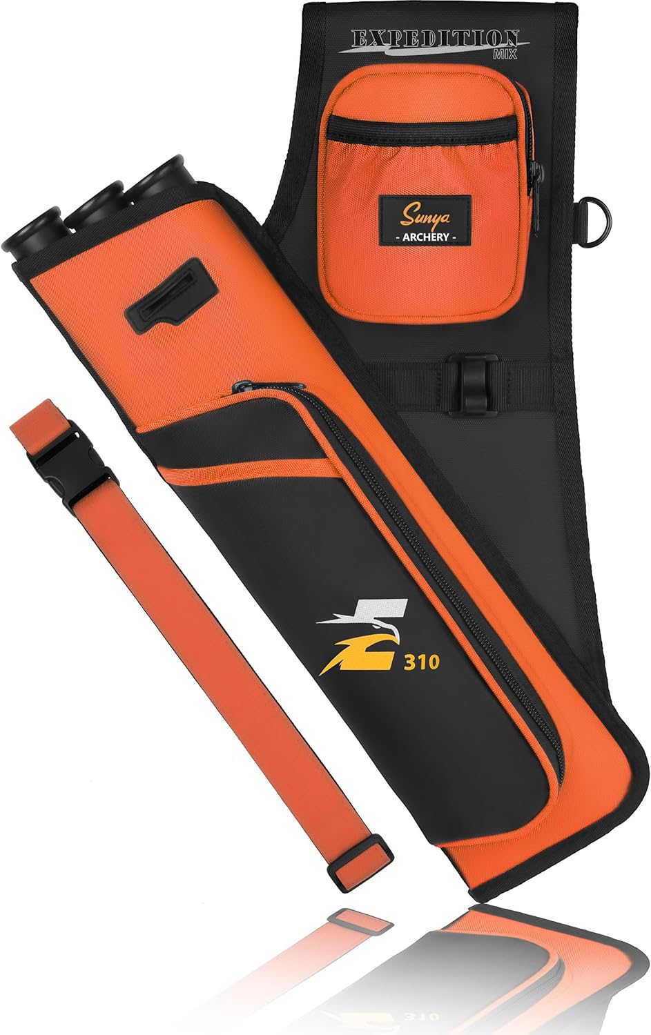 SUNYA Archery Hip Quiver for Arrows. Includes 3 Tubes Arrow Holder, Accessories Pockets and Waist Belt. Fit for Compound and Recurve Bow Practice.