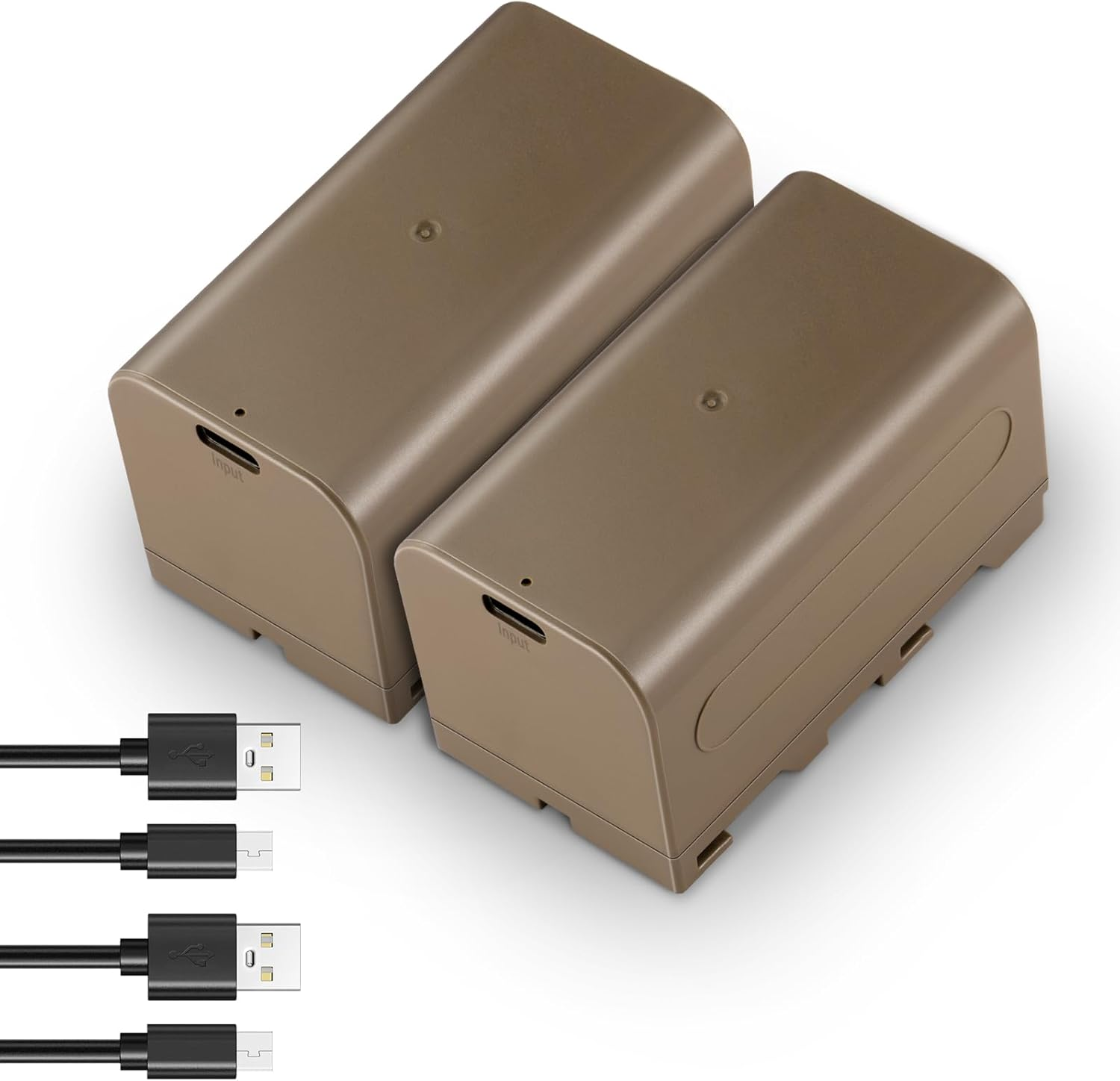 NEEWER 2Pcs 4400Mah Replacement Batteries for NP-F750, 4Hrs Fully Charged with USB C Port/Cable, Rechargeable Camera Camcorder Video Light Monitor Battery Compatible with Sony NP-F550 F750 F950 F970 image number 2