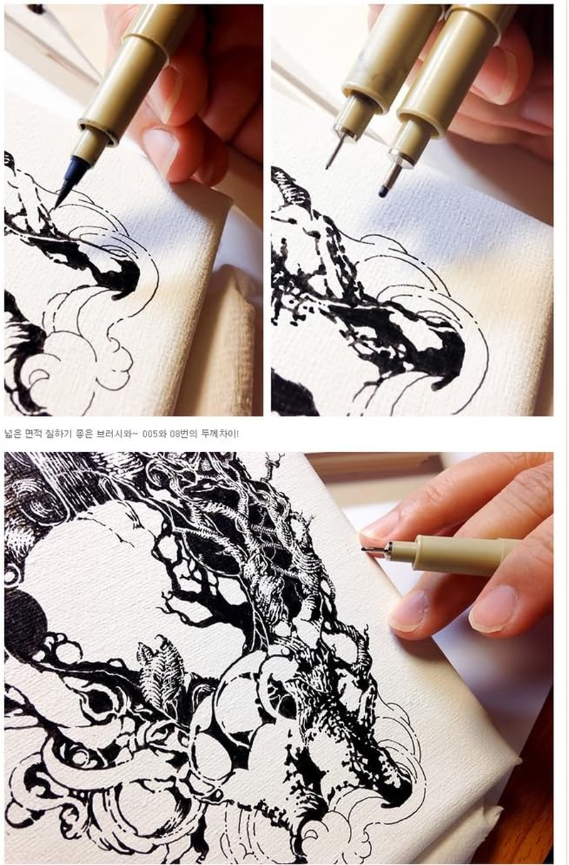 Sakura Pigma Micron Fine Line Pen High Light and Soft Head Pen Manga Drawing- Assorted 8 Pens Set (Black, PN-8 Pens) image number 4