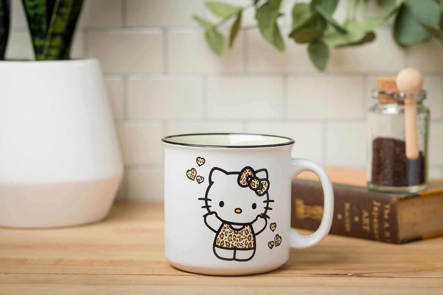 Silver Buffalo Sanrio Hello Kitty Leopard Outfit Ceramic Camper Mug, 20 Ounces