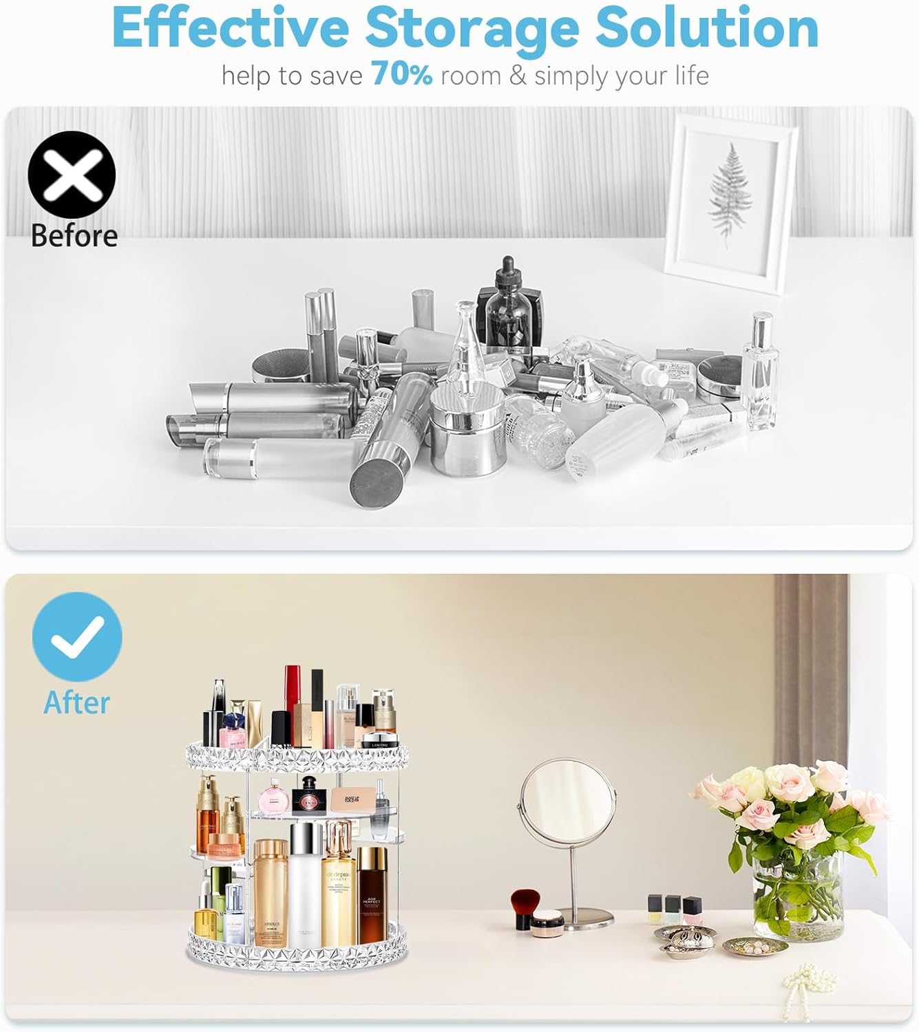 Kingtaily Rotating Makeup Organizer Spinning Makeup Organizer for Vanity, 360 Rotation with 6 Adjustable Layers, Large Capacity Vanity Organizer Skin-Care Organizers Clear Perfume Organizer image number 5