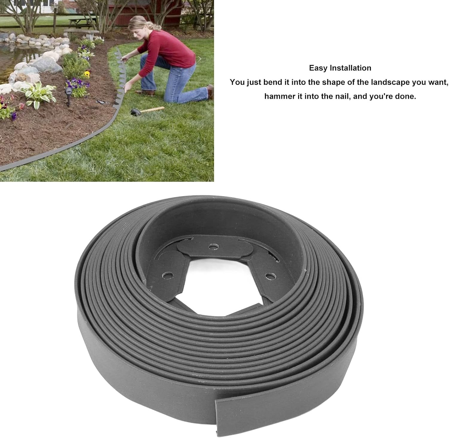 Landscape Edging Kit, PE Durable Easy to Use Plastic Garden Edging Border L Shaped for Lawn (5Cm*5Cm*10M) image number 1