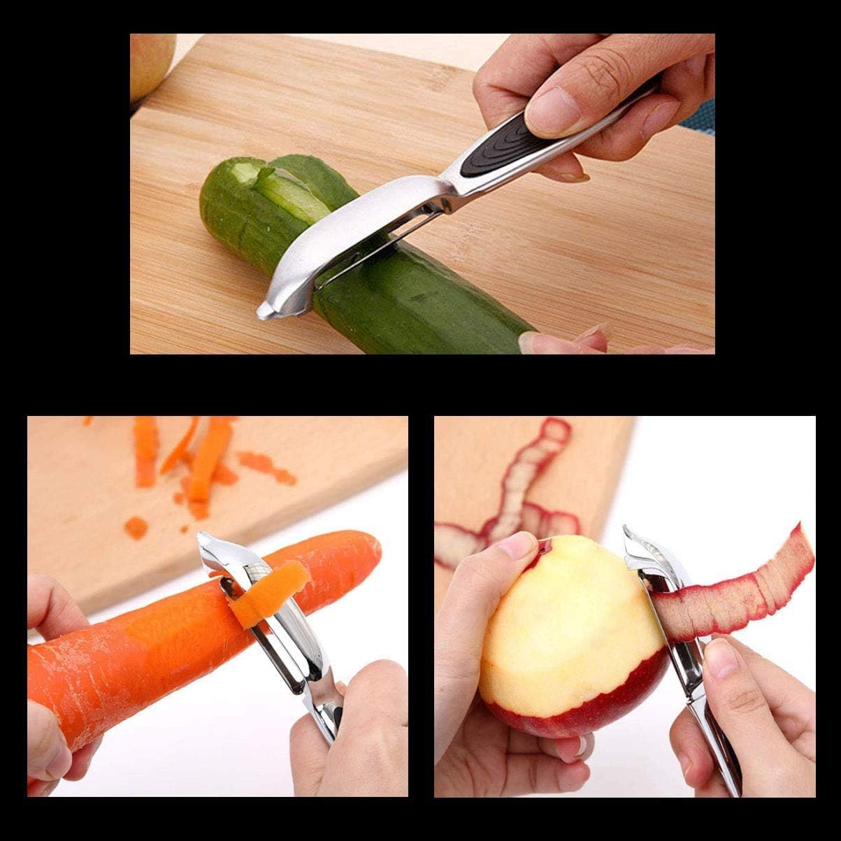 Vegetable Peelers for Kitchen, Peeler Set,Stainless Swivel Fruit Vegetable Peelers Set,2 Pcs Stainless Steel Y-Shaped and I-Shaped Swivel Blades Peeler for Potato, Carrot, Apple, Veggie, Fruit image number 6