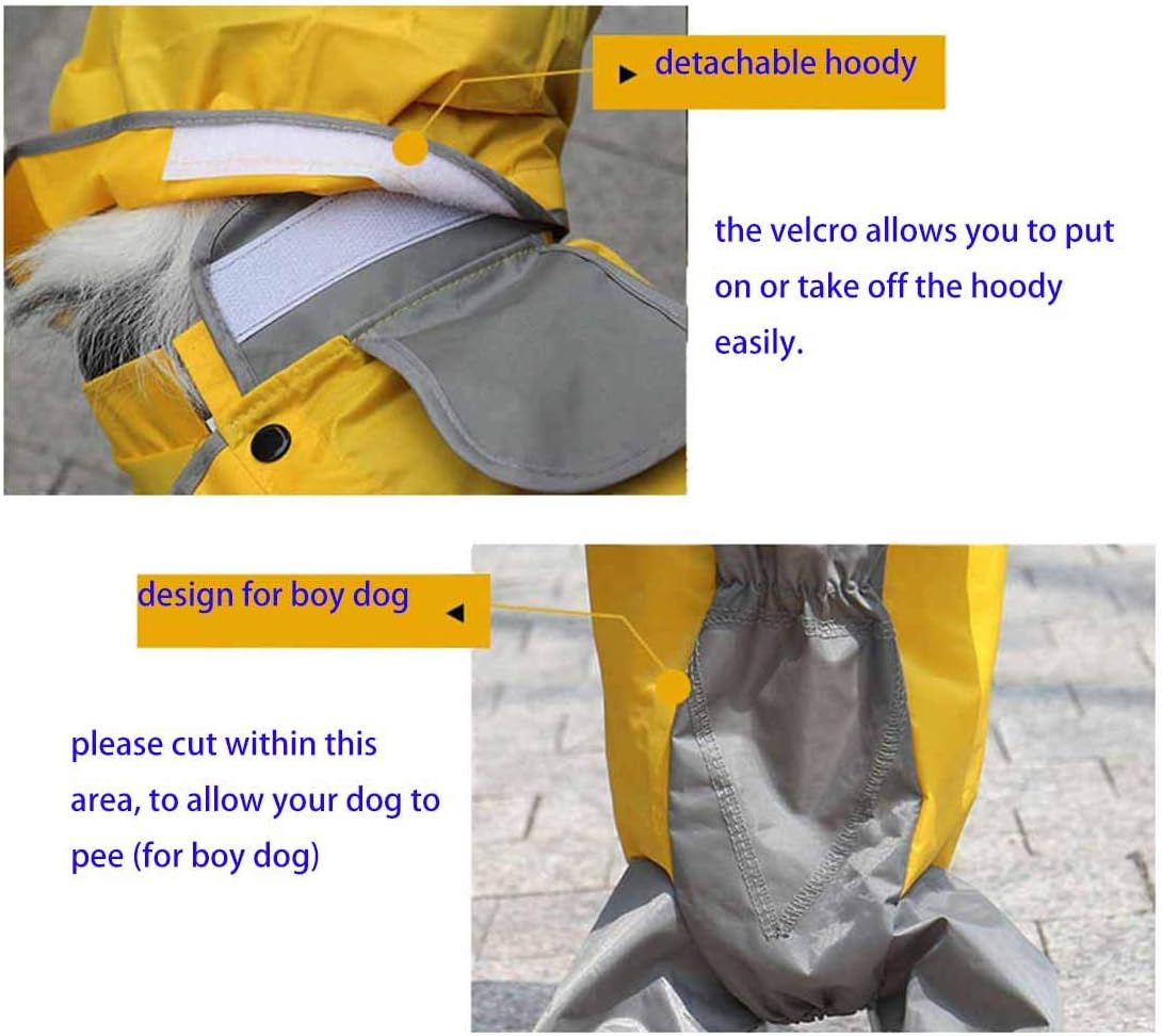 Patchwork Raincoat for Dogs, Dog Raincoat, Waterproof 4-Legged Rain Jacket, Pet Raincoat, Dog with Removable Hood for Small, Medium and Large Dogs (26#, Green)