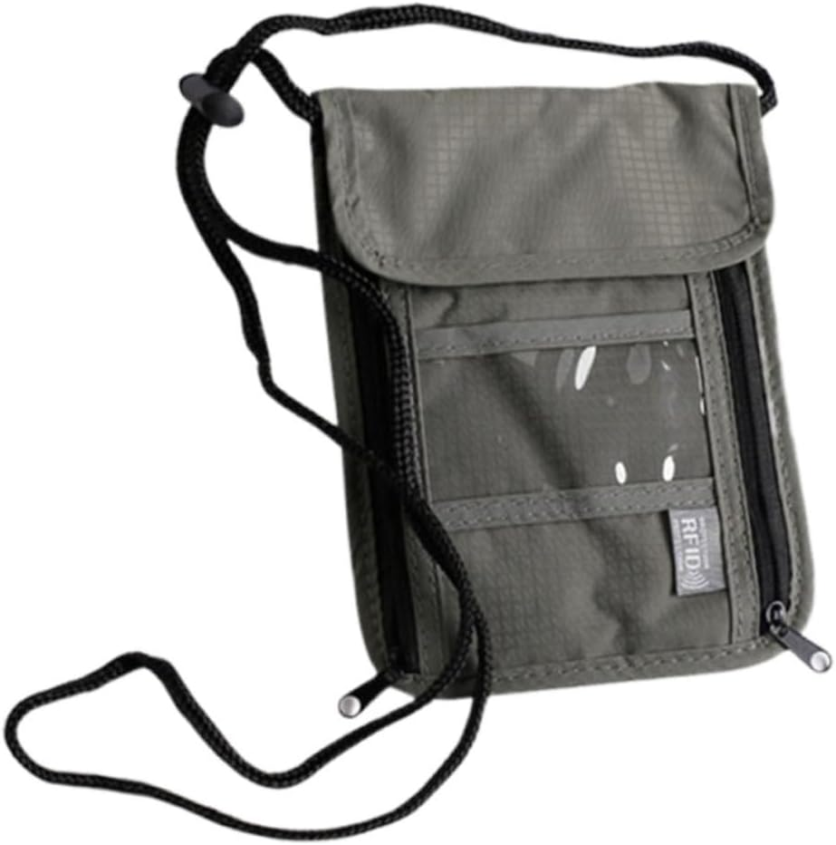 KICHOUSE Passport Bag for Travel Neck Hanging Bags Id Window Credit Holder in Grey image number 4