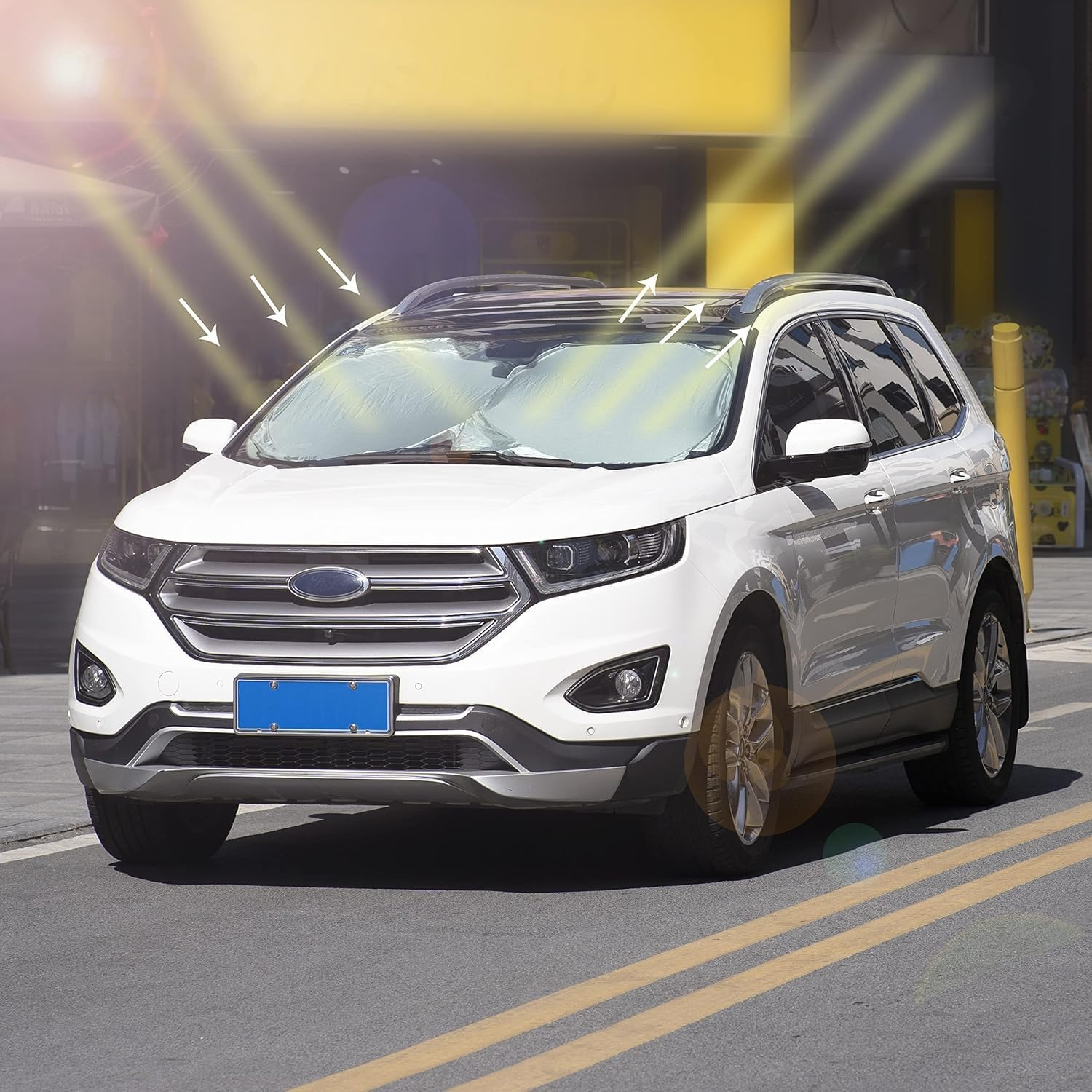 Car Windshield Sunshade Umbrella with Storage Pouch, Foldable Sunshade Cover, Keep Car Interior Cool, Universal Windshield Sun Shade Fit for Cars,Trucks,Suvs image number 1