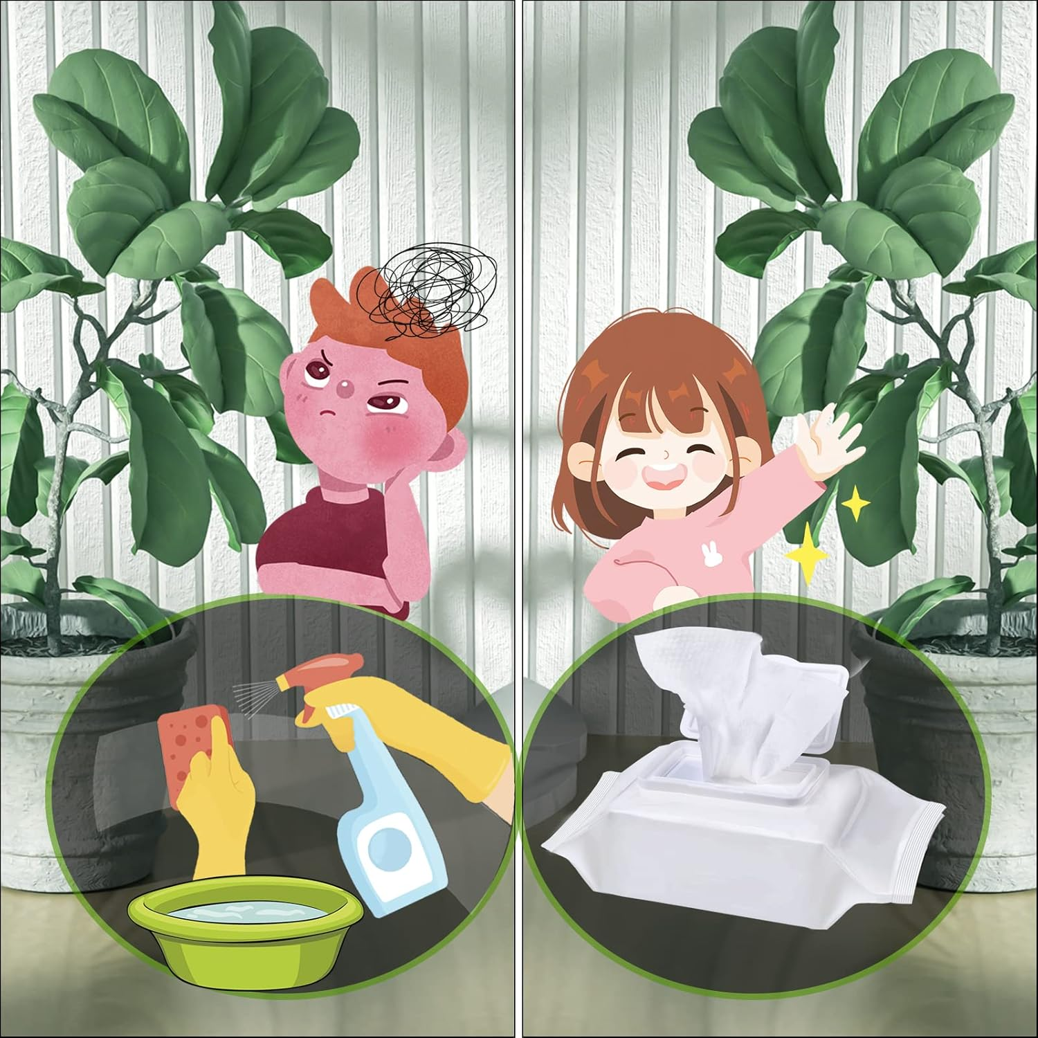 Leopong Plants Cleaning Wipes for Leaf Shine, Clean and Photosynthesis, Leaf Cleaner for House Plants Outdoor Plants (80 Wipes) image number 1