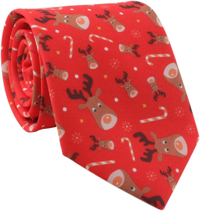 Christmas Tie Xmas Accessories Printed Tie Santa Claus Christmas Tree Elk Snowman Tie Decorative Dress,Tie Width 3.15In