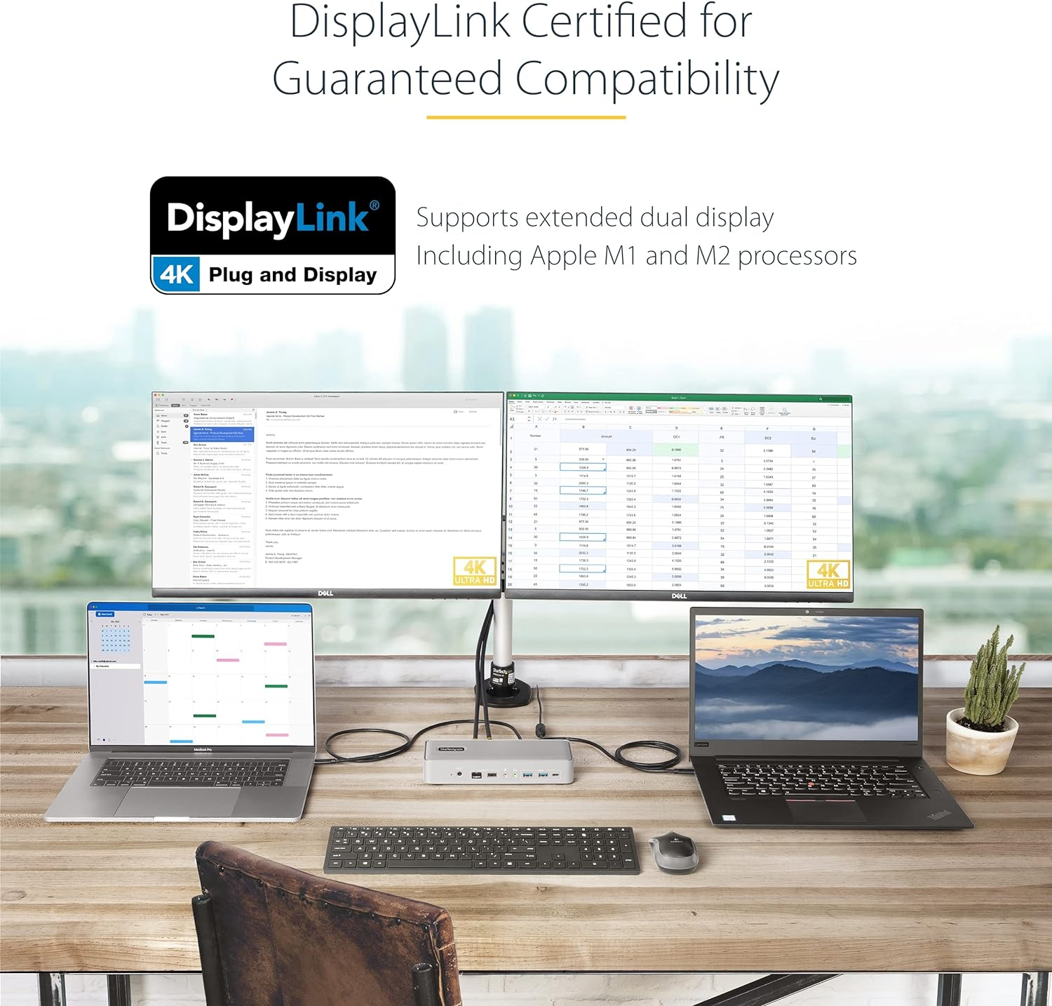 Startech.Com Dual-Laptop USB-C KVM Docking Station, Dual Monitor 4K 60Hz Displayport, 5-Port USB Hub, Gbe, 90W/45W Power Delivery, Windows/Mac image number 6