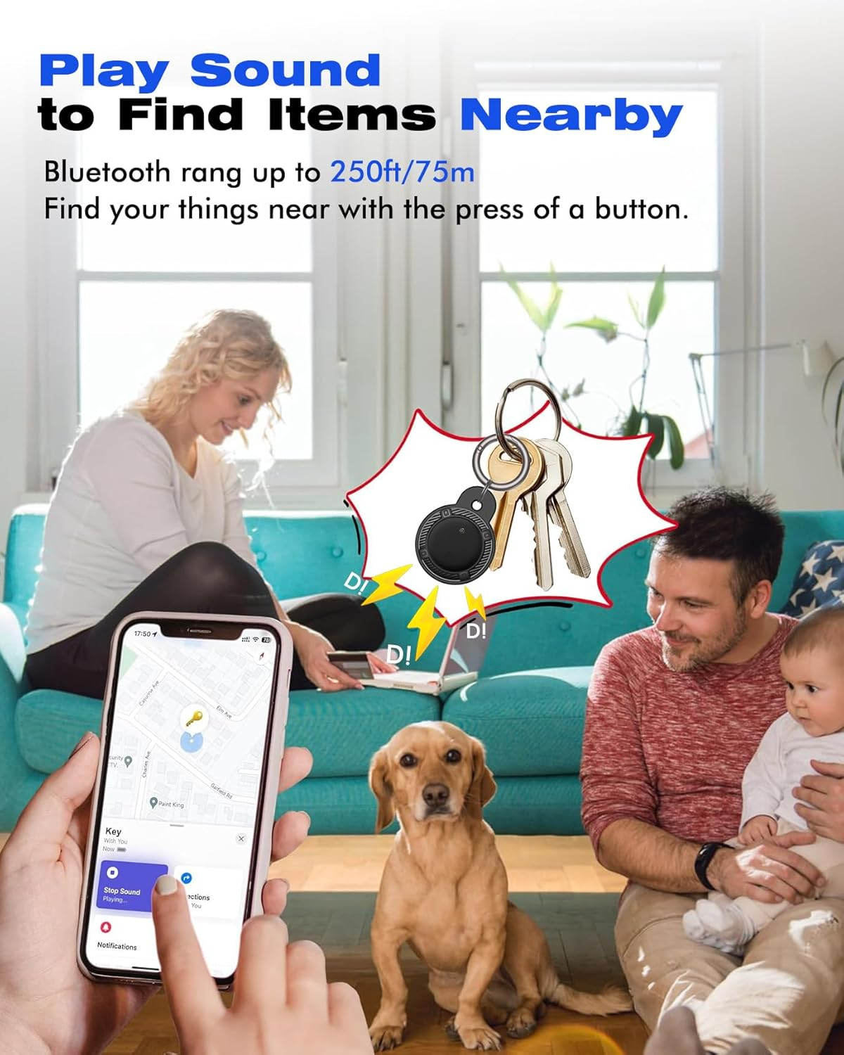 VISOOP Air Tags 2Pack with Holder Case, Smart Bluetooth Tracker Compatible with Find My(Ios Only), Item Finder Locator for Pets/Keys/Bags/Luggage Suitcases, Replaceable Battery Waterproof-Black image number 4