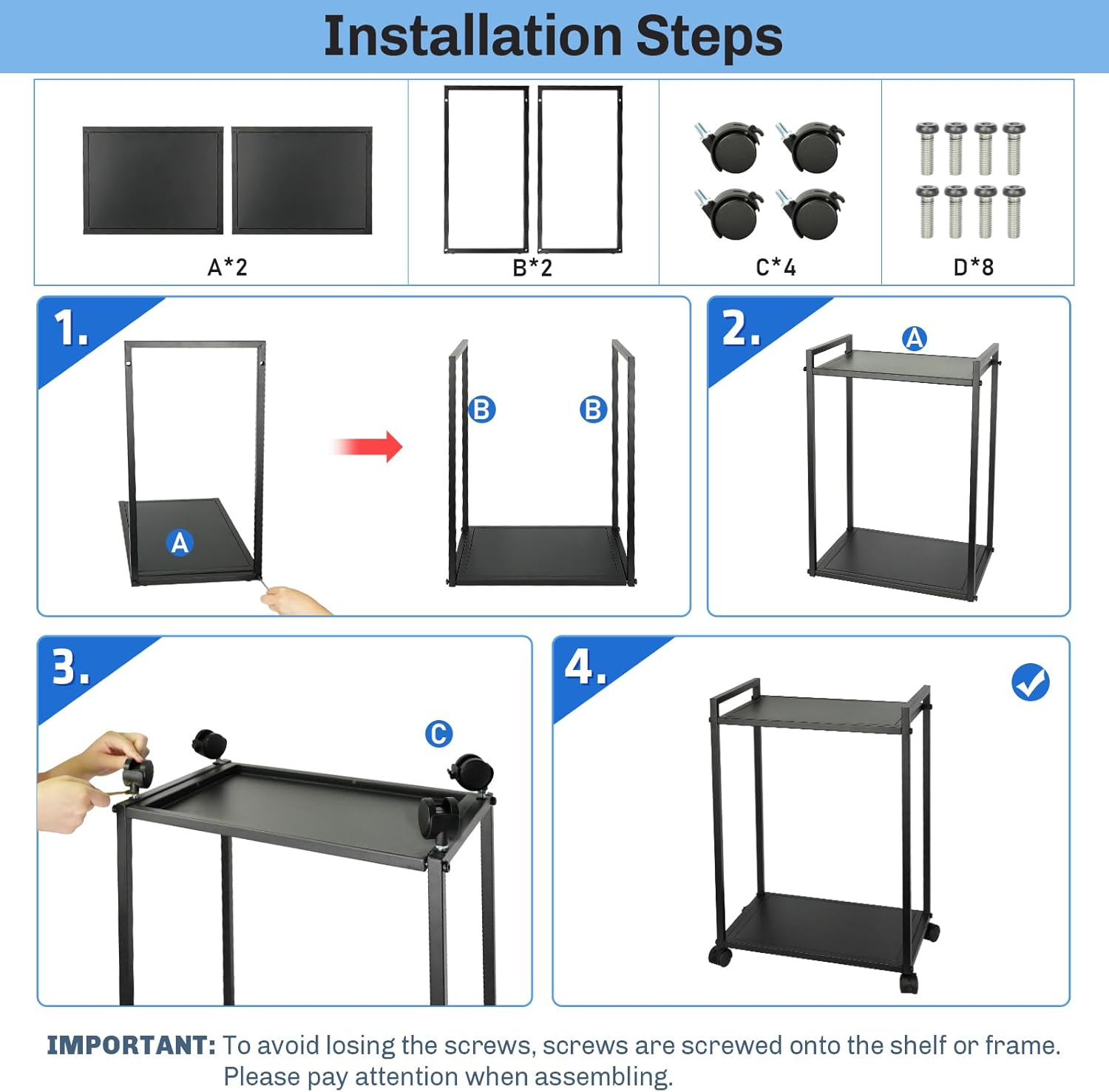 Liitrton Computer Tower Stand, 2-Tier CPU Stand PC Stand with Lockable Wheels under Desk for Office Home (L) image number 2