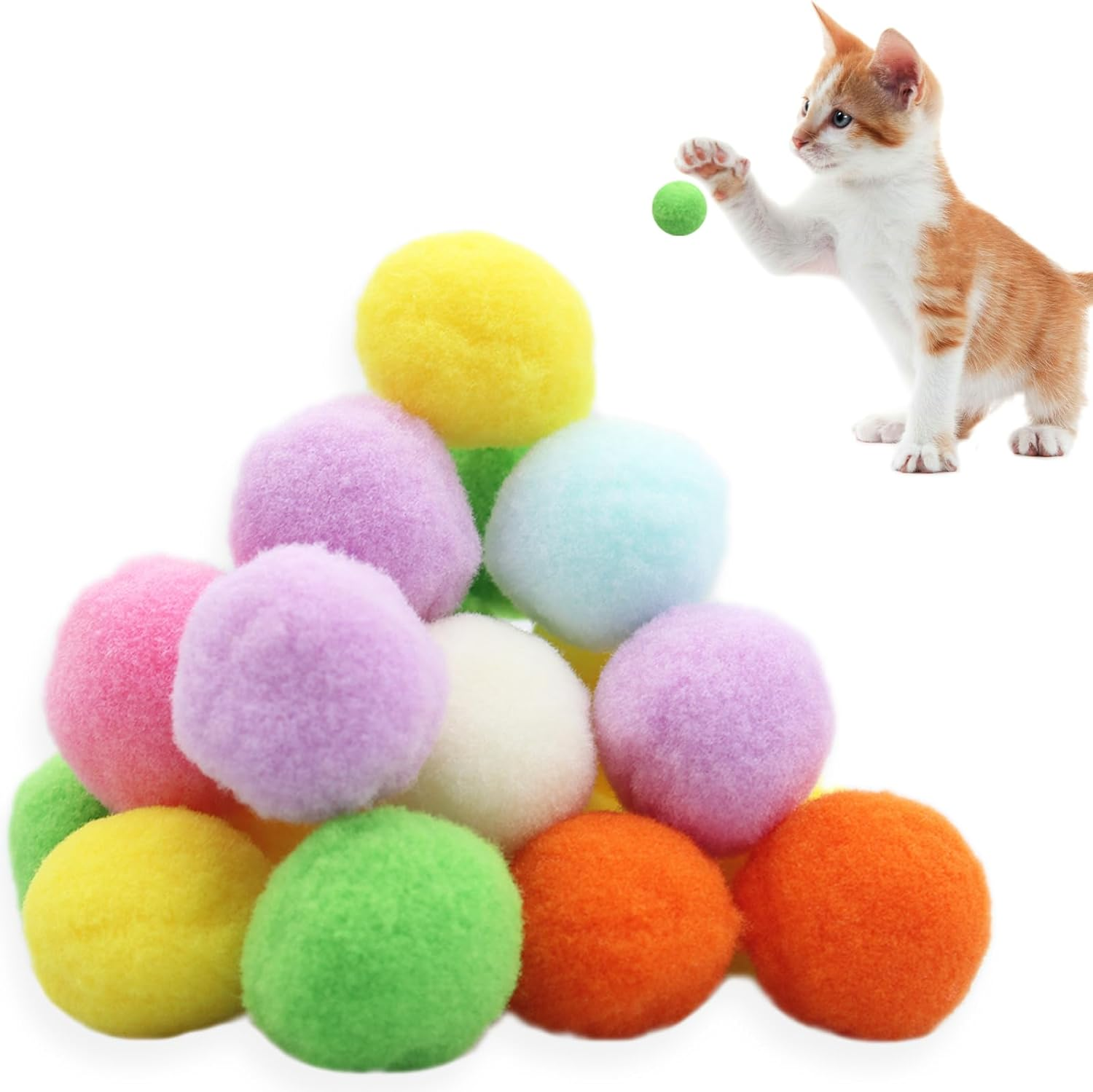 CDRPD Pack of 20 Cat Balls, 3 Cm, Plush Ball, Play Ball, Training Toy, Felt Balls for Cats, Colourful