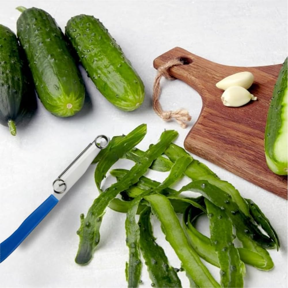 2Pcs Quick Slicing Knife, 2024 New Magic Fruit Vegetable Peeler,Peeling Slicing Knife with Removable Spring,Multifunctional Stainless Steel Fruit Slicer, Peeler Vegetable Peeler Slicer for Kitchen image number 2