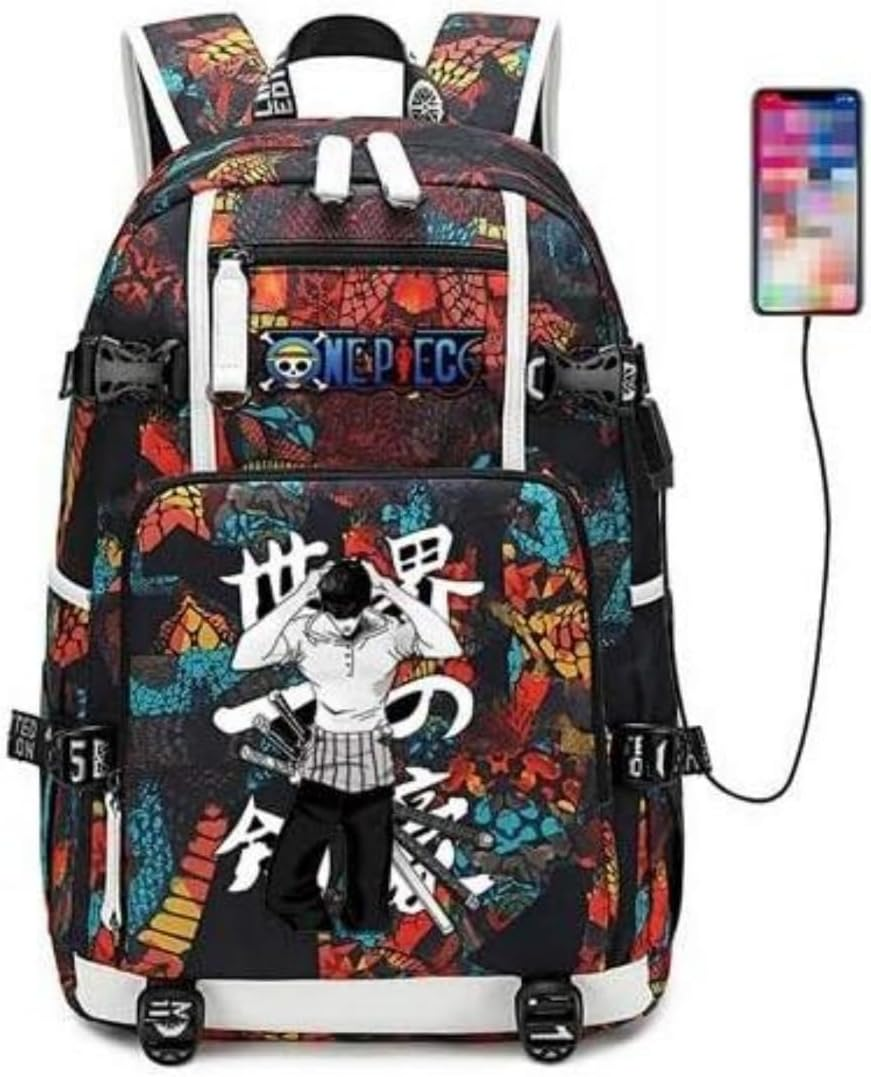 TTSM Character Backpack Onepiece Animated Game Roronoa Zoro Three Oxford Fabric Multi-Style Swordsman Soft and Comfortable Large Capacity Needs Gift Exquisite Daily Travel Bag