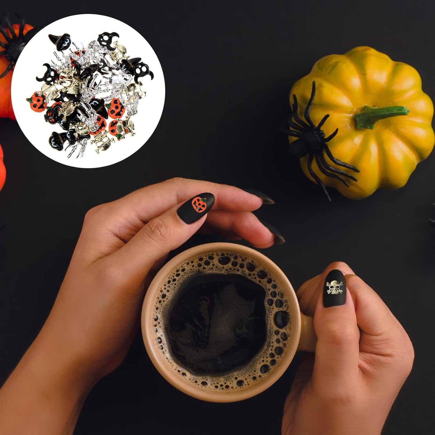 Minkissy 250Pcs Halloween Nail Art Charms DIY Nail Art Charms Halloween Decorations Supplies image number 1
