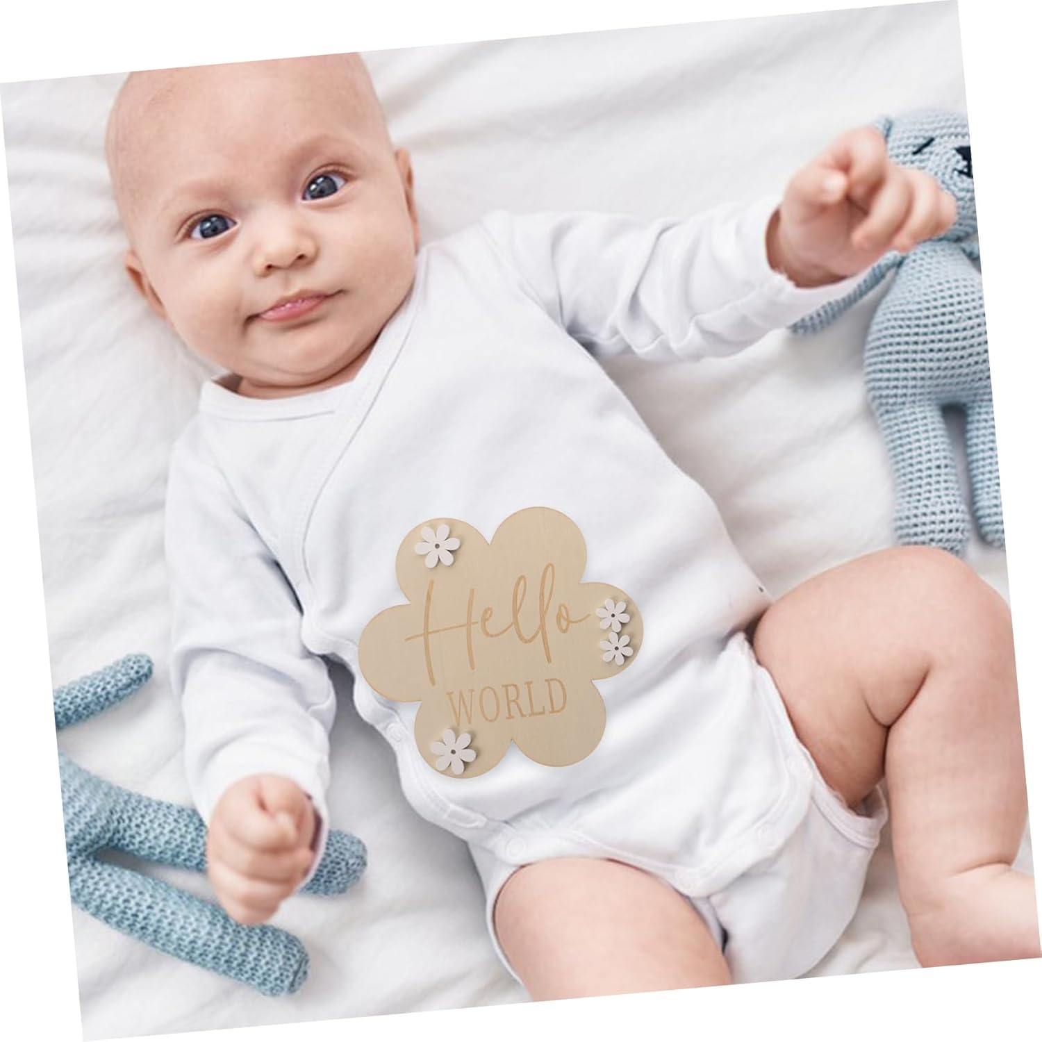 Wood Baby Milestone Flowers Baby Announcement Sign Newborn Monthly Photo Prop Growth Record Board Nursery Decoration 2Pcs Set image number 3