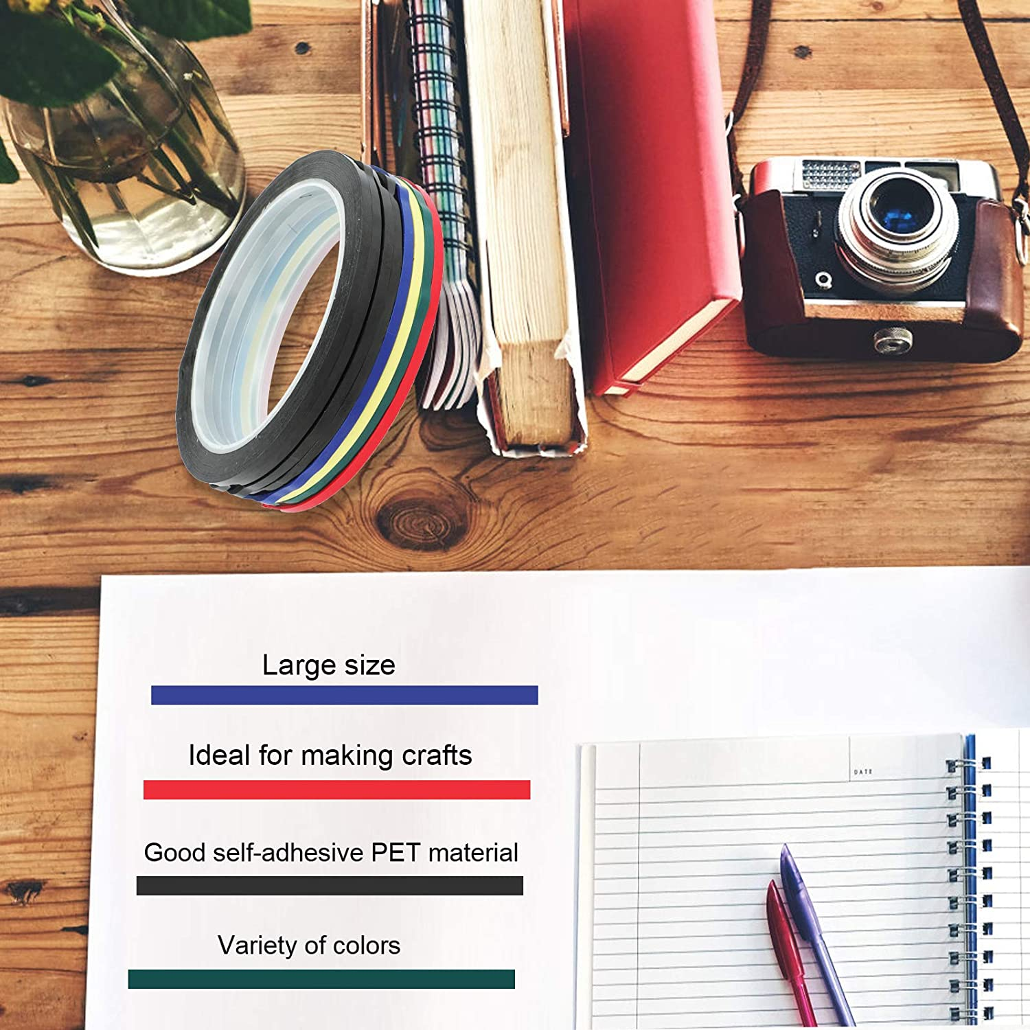 Whiteboard Tape Grid Marking Tape, Kissdate 3 Mm Width Colored Self Adhesive Whiteboard Gridding Tape Chart Tape for Office Grid Marking (8Pack) image number 4