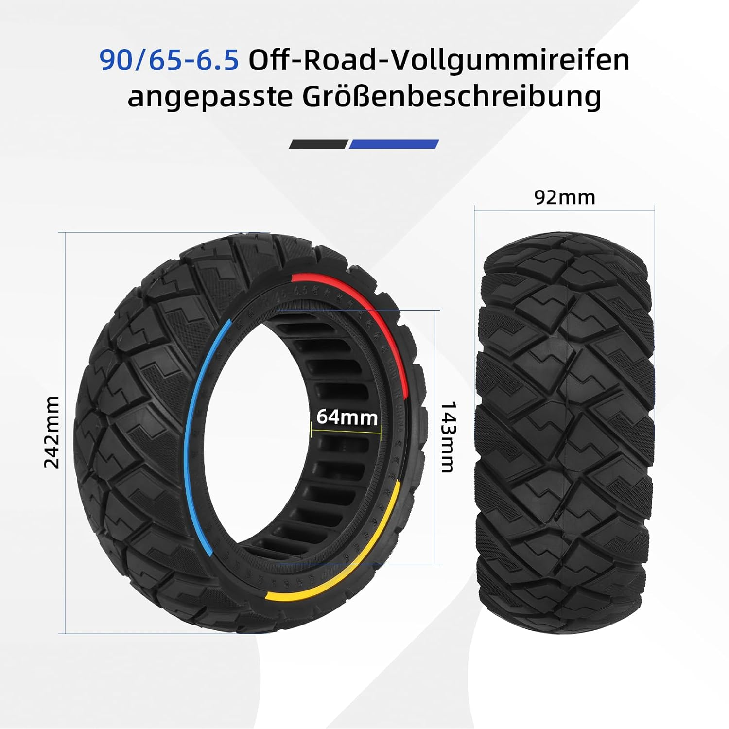 Ulip 90/65-6.5 Electric Scooter Full Tyres for Dualtron Thunder Speedual plus Zero 11X Kaabo Wolf Warrior Electric Scooter for Wheels with a Width of 64 Mm and a Diameter of 6.5 Inches 2 Pieces image number 4