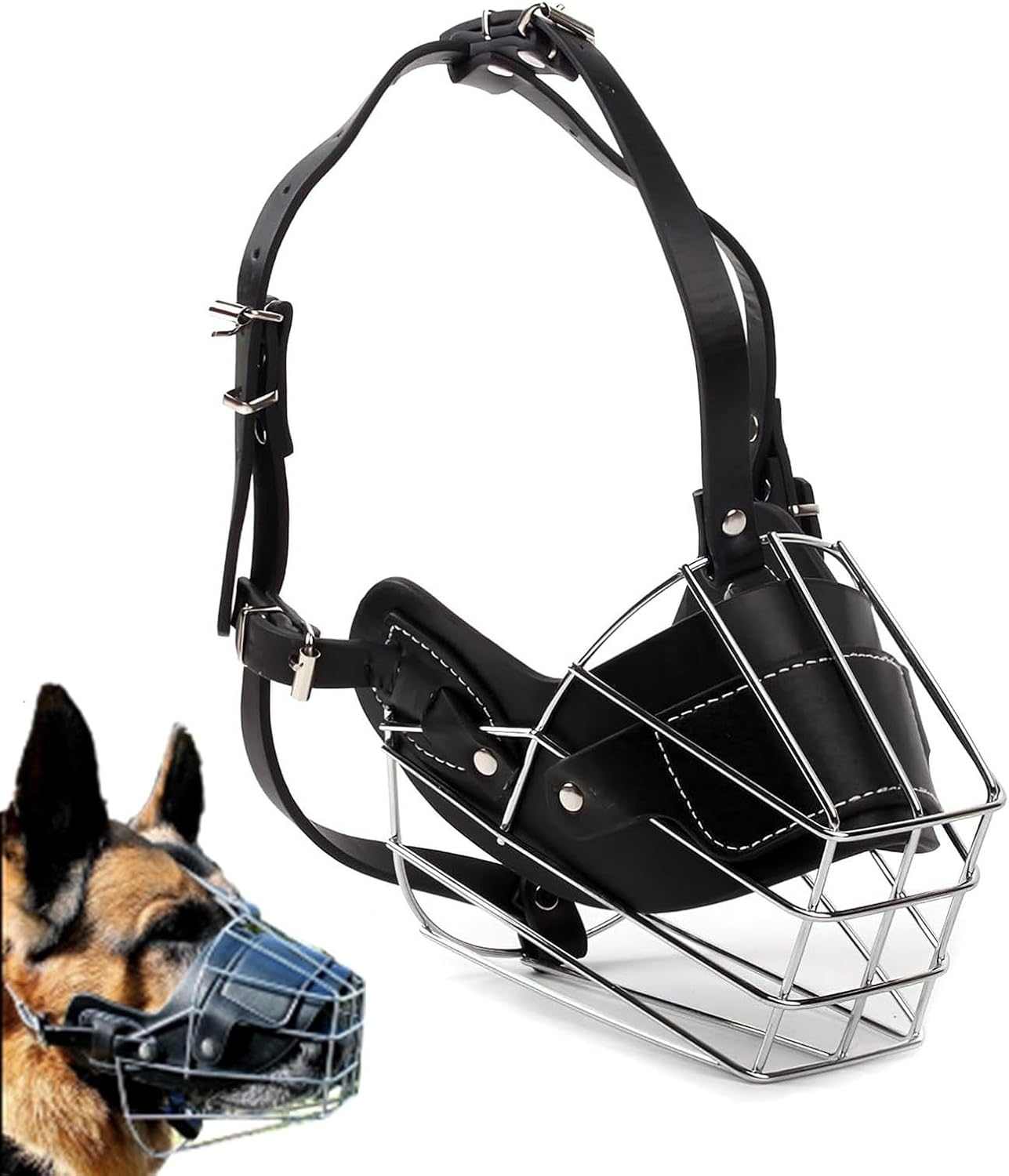 Misaakoeq Dog Muzzle Wire Basket | Adjustable Metal Basket for Biting Chewing | Dog Mouth Mesh, Muzzles for Large Breed Dogs, Dog Muzzle for Small, Medium and Large Dog