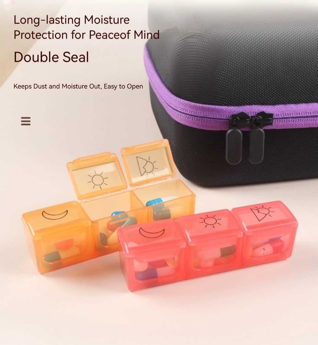 Monthly Pill Organiser & Pill Case 31-Day, 3 Times a Day Medicine Pill Organizer with Hard Shell & Pill Cutter, Weekly & Monthly Stickers image number 3