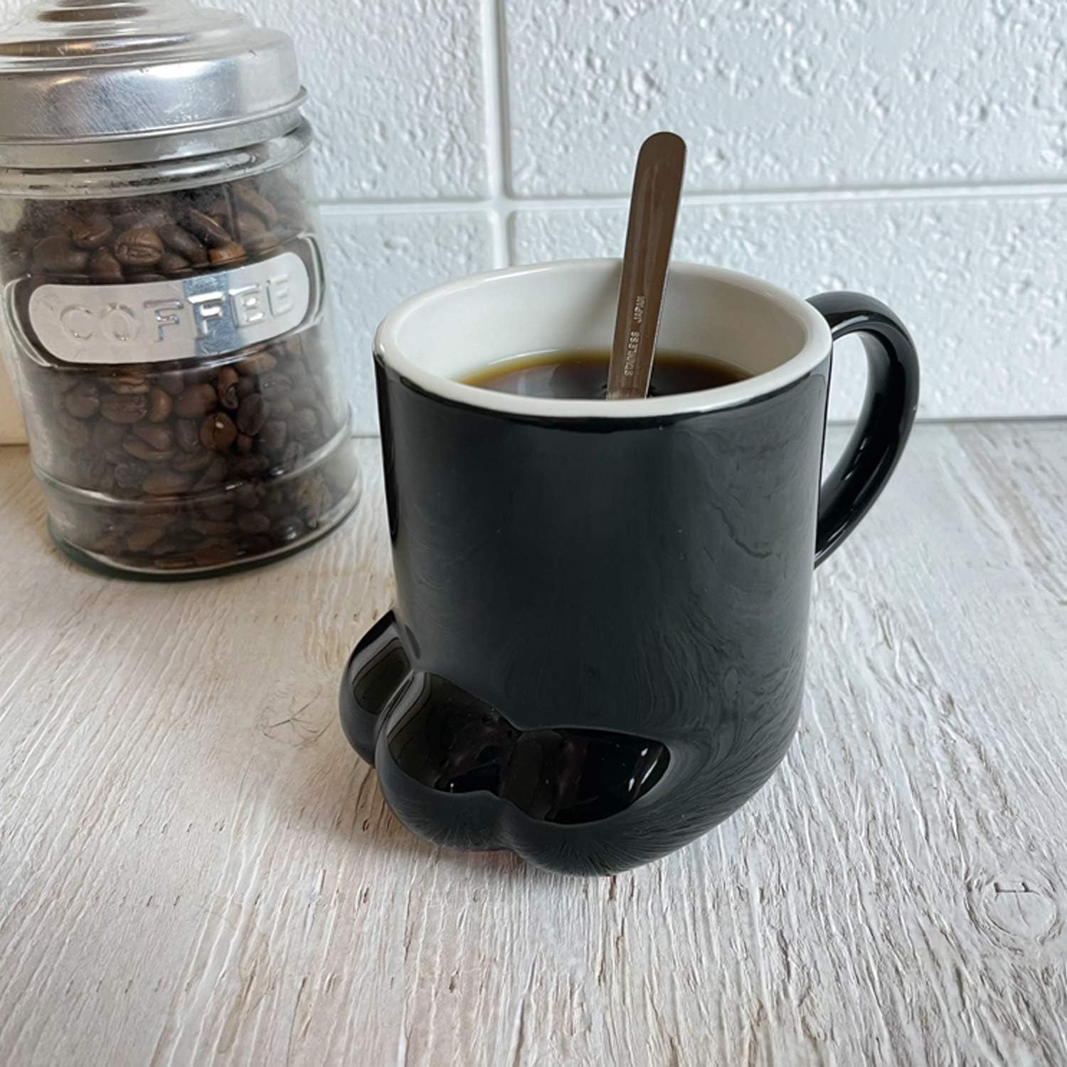 サンアート Sunart SAN2235-1 Cute Tableware Paw Cat Hand Black Cat Mug, 8.5 Fl Oz (250 Cc), Black image number 1