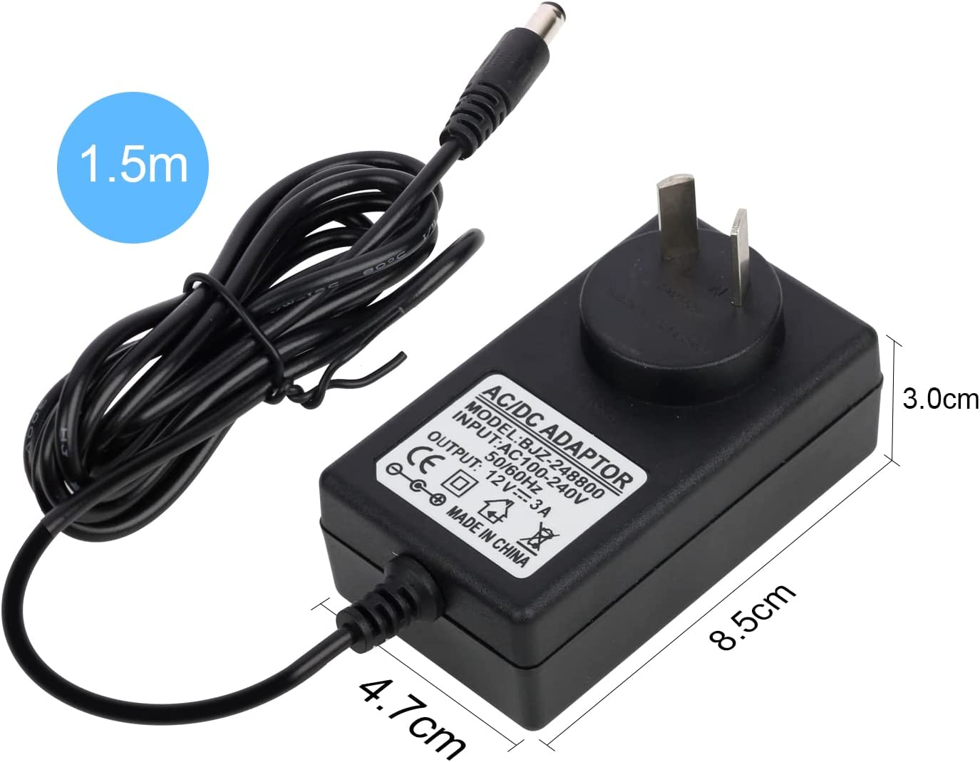 For 4Moms Mamaroo Power Cord for 2/4 Infant Seat Charger, 2015 Mamaroo Infant Seat Bouncer, Rockaroo Baby Swing, 12V 3A Power Supply image number 2