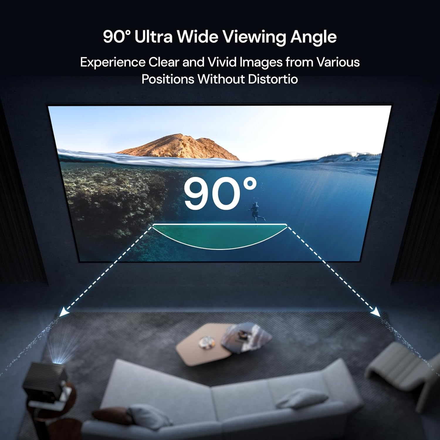 Valerion 120-Inch Fresnel ALR Projector Screen for Long Throw Projectors, 16:9 Fixed Frame, 1.8 Gain, 85% Ambient Light Rejection, De-Speckle Technology, Home Cinema, Gaming & Professional Use image number 1