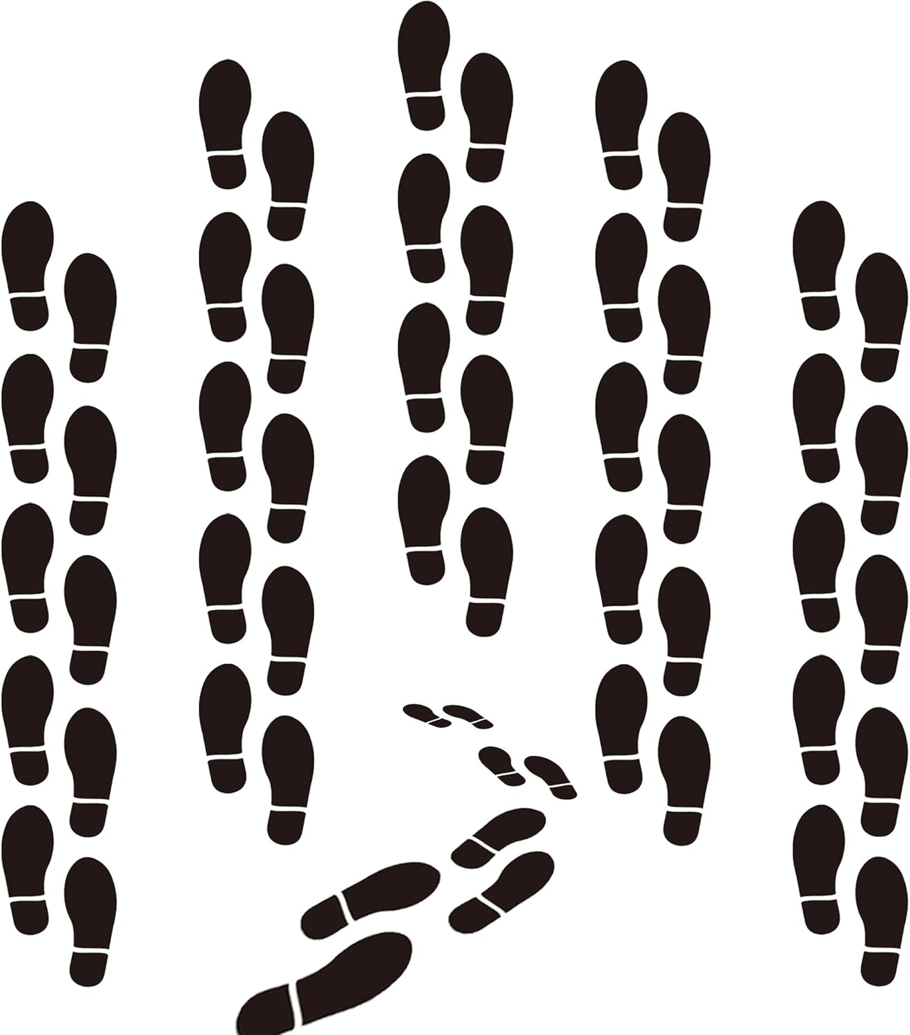28 Pairs 56 Prints Black Shoe Stickers，Black Footprint Decals，Floor Wall Stairs to Guide Directions，For Office School Floor Wall Stairs to Guide Directions image number 6
