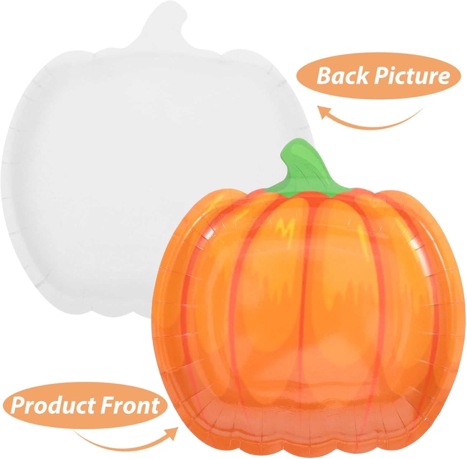 JECOMPRIS 20Pcs Pumpkin Paper Plates: 7 X 7 INCH Disposable Paper Plates for Desserts - Halloween Party Supplies for Thanksgiving Fall Party Decorations Supplies Favors Dining Kitchen