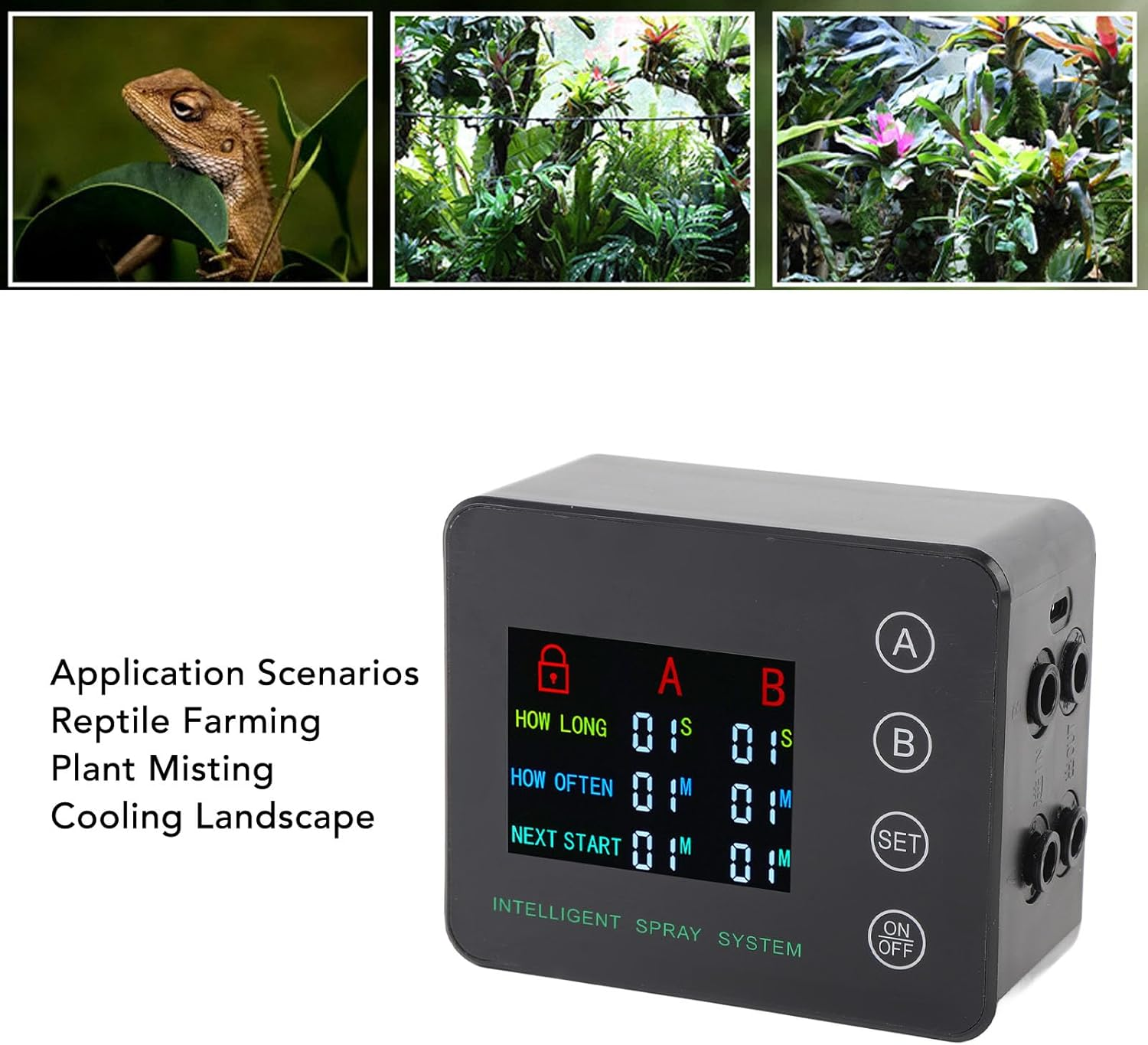 Dpofirs Reptile Fogger Smart Spray System, Reptile Humidifier for Terrariums, Reptile Mister Automatic with 360&deg;Adjustable Misting Nozzles for Amphibian Lizard Snake Frog Plants image number 1