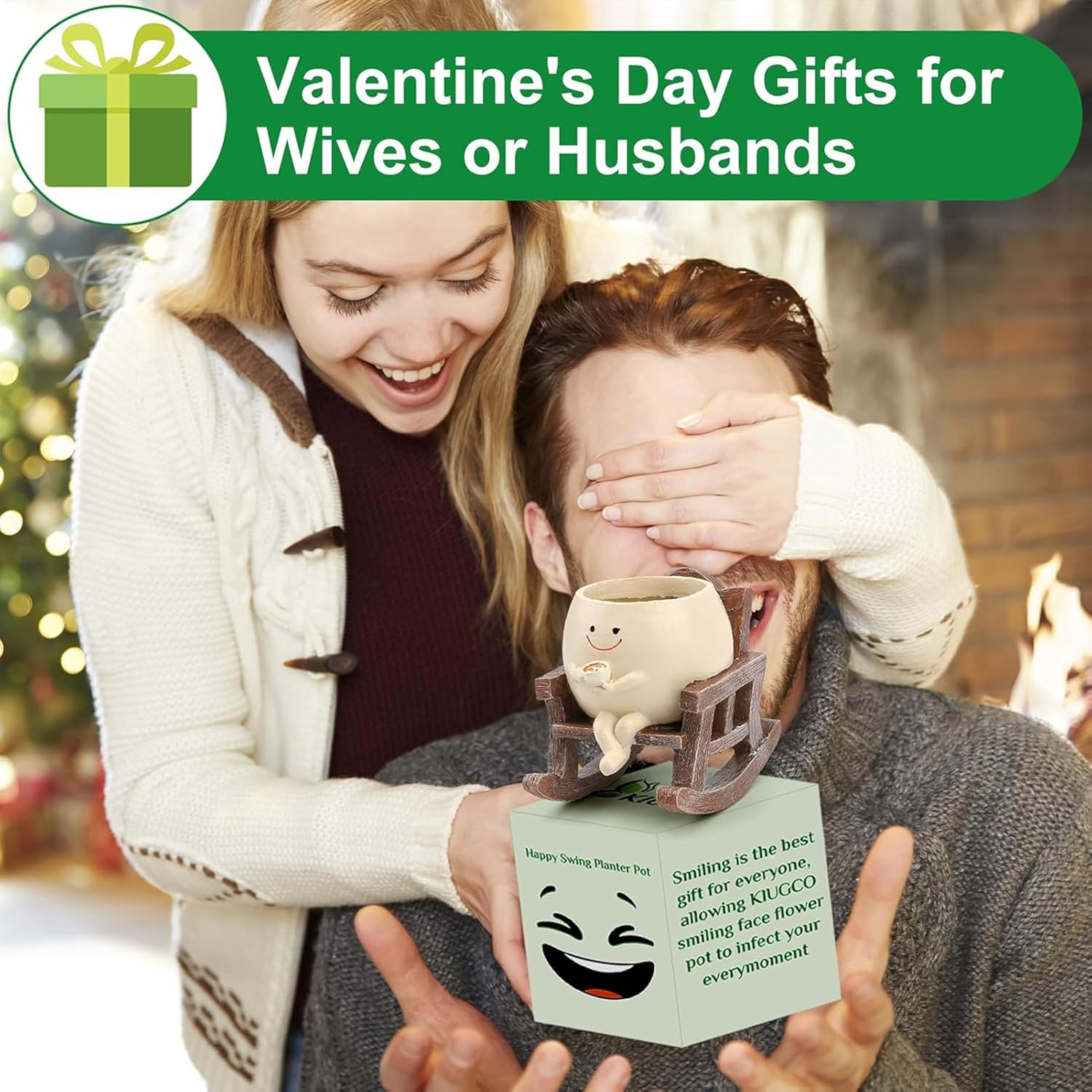 Swinging Smiley Face Plant Pot,Cute Coffee Plant Pots for Indoor Outdoor,Cute Head Resin Rocking Chair Plant Pots,Rocking Chair Succulent Flower Pots with Drainage Hole, Gift Ideai for Birthday image number 3