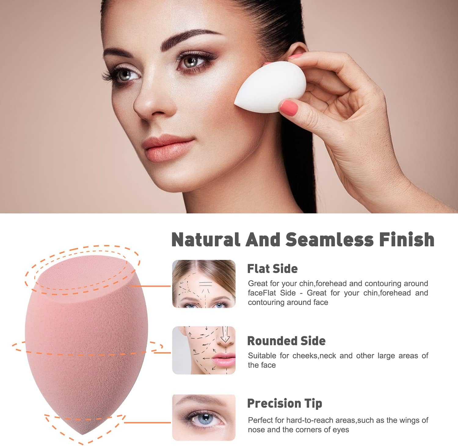 BEZOX Makeup Blender with Holder, Non-Latex Beauty Sponge with Case of Premium Silicone for Blending Liquid Foundations Cosmetics, Travel Sponge Holders, Soft and Skin-Friendly - Pink image number 1