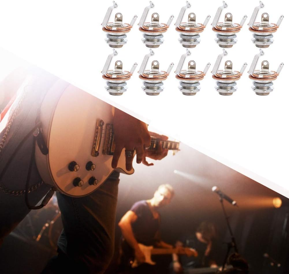 Joyzan Mono Input Jack Socket, Mono Jacks Socket Plug Replacement Panel Mount Multi Contact Electronic Open Circuit 1/4" with Nut and Washer Musical Instrument Accessory for Electric Guitar Bass 10Pcs image number 4